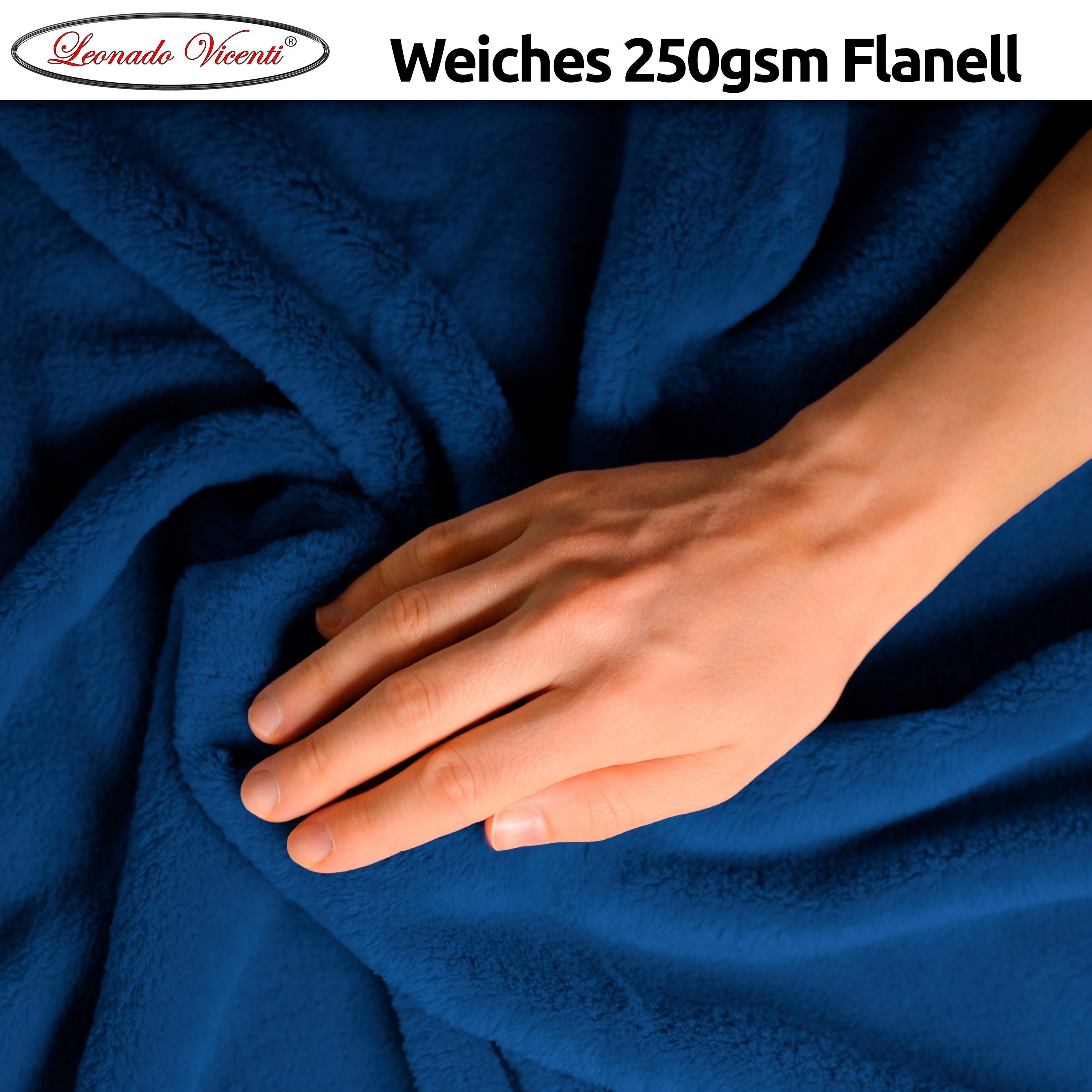 Wohndecke kuschelig warm, 2er Pack 150x200, Leonado Vicenti, Kuscheldecke flauschig weich, Einfarbig,2er Set – Bild 3 von 5