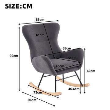 BlingBin Schaukelstuhl Teddy-Samt-Schaukelstuhl Freizeitstuhl Einzelsofastuhl (1er Set, 1 St), mit hoher Rückenlehne und Sitzkissen