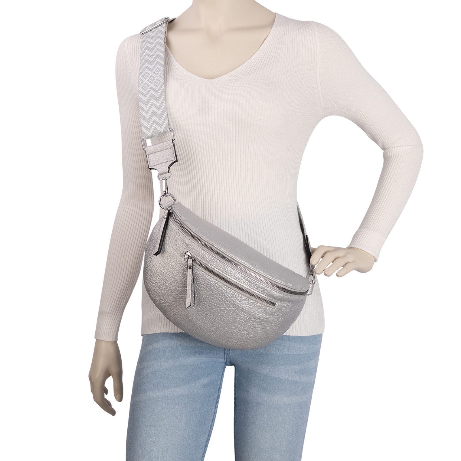 EAAKIE Gürteltasche Bauchtasche Umhängetasche Crossbody-Bag Kunstleder Italy-Design, als Schultertasche, CrossOver, Umhängetasche tragbar