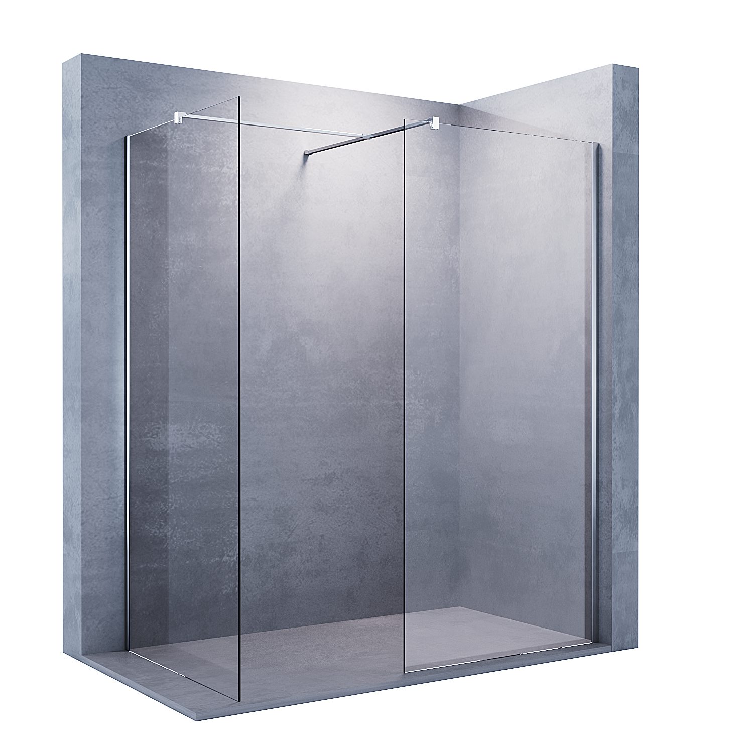 SONNI Duschwand Walk in Duschwand Duschabtrennung, Duschkabine mit festem Seitenteil, 8mm Einscheibensicherheitsglas mit Nano Beschichtung, mit Verstellbereich, Höhe 200cm