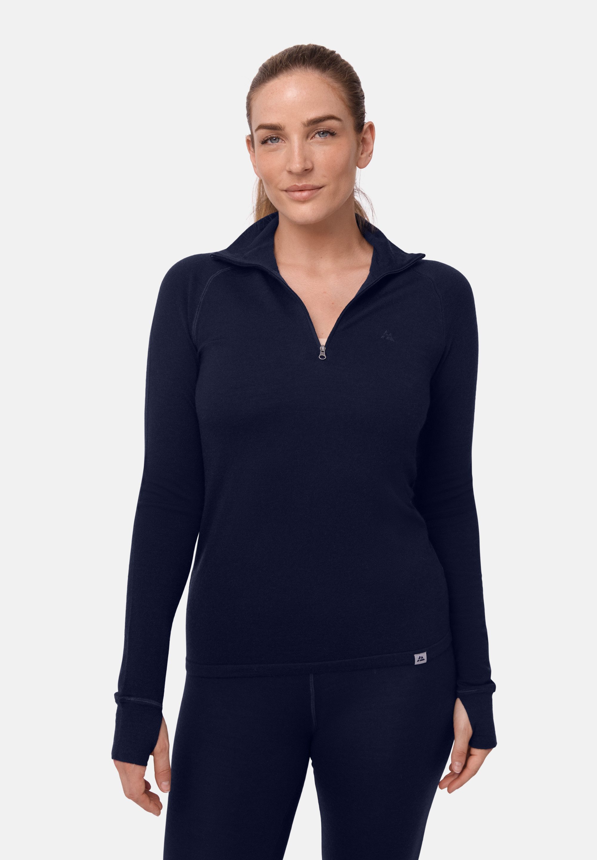 DANISH ENDURANCE Langarmshirt Merino Halfzip Damen Merino Half-Zip Thermoshirt, warm, atmungsaktiv & geruchsfrei