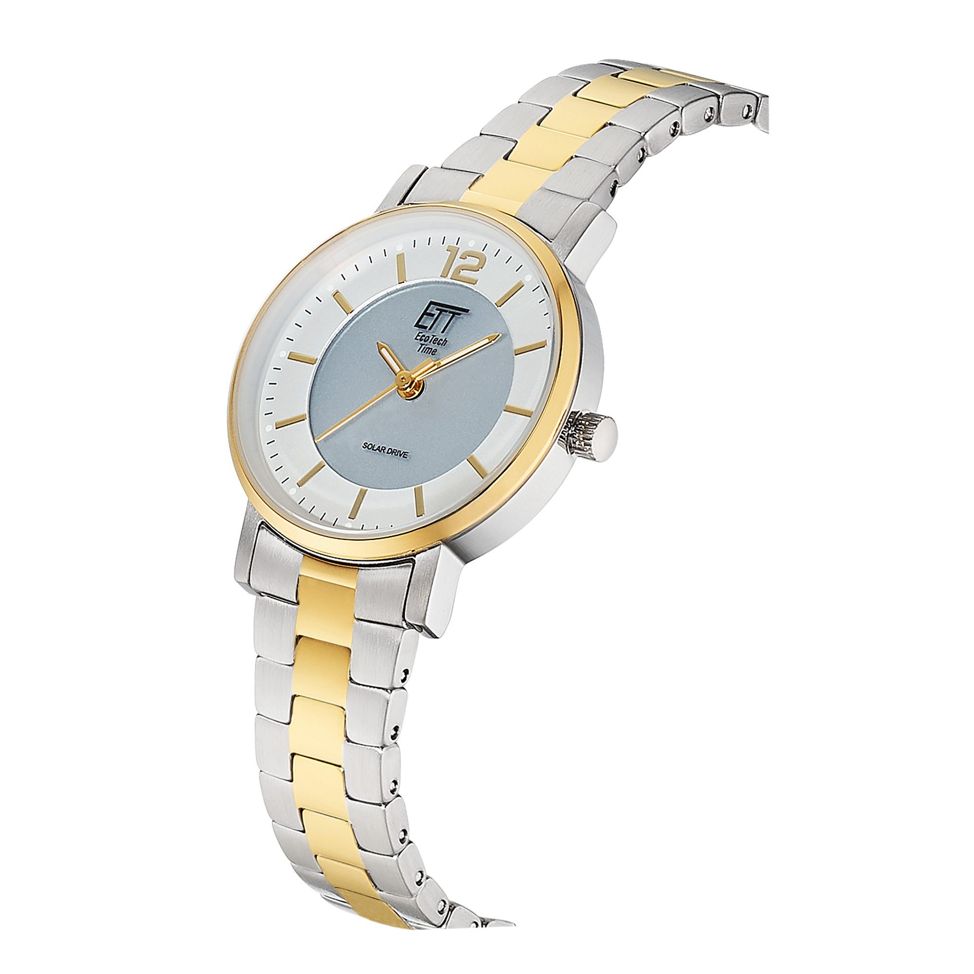 ETT Solaruhr ELS-12164-41M, Armbanduhr, Damenuhr, Partneruhr, Edelstahlarmband