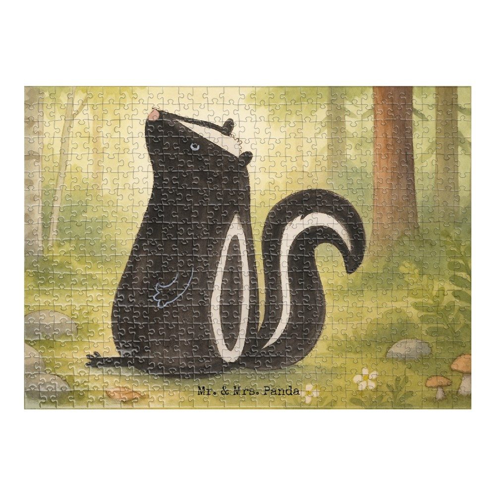 Mr. & Mrs. Panda Puzzle Stinktier Sitzen Design, Puzzle 551 Teile, Weiß, Skunk, Legespiel, Wi, 551 Puzzleteile, Wildtier Recht Spruch