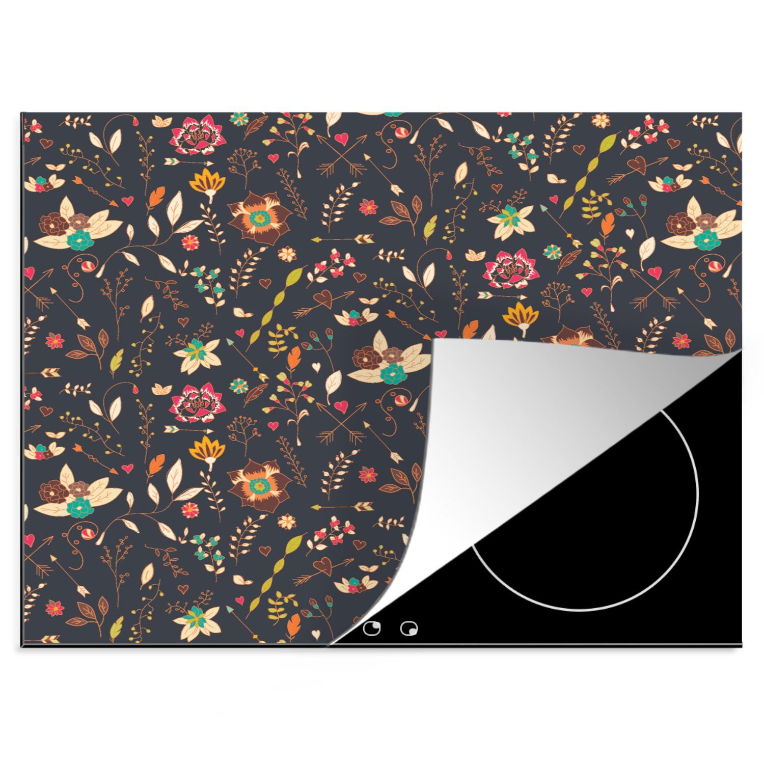 MuchoWow Herdblende-/Abdeckplatte Muster - Sommer - Blumen, Vinyl, (1 tlg), 60x52 cm, Mobile Arbeitsfläche nutzbar, Ceranfeldabdeckung