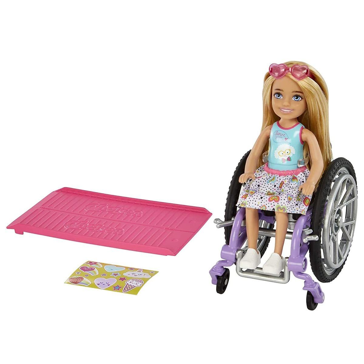 Mattel® Puppen Accessoires-Set Mattel HGP29 - Barbie - Chelsea - Puppe mit Rollstuhl und Rampe