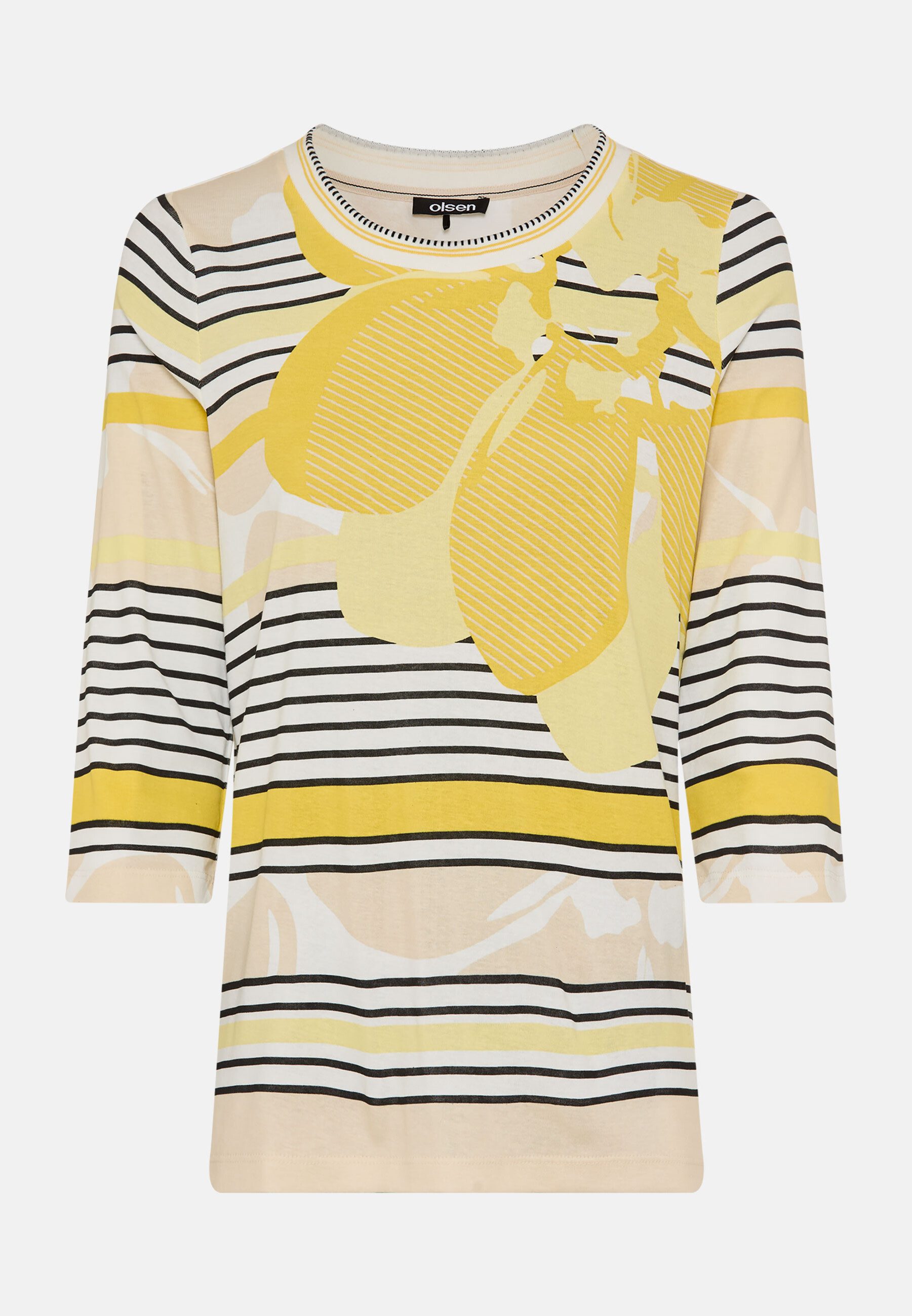 Olsen T-Shirt Shirt mit dekorativen Streifen und Print