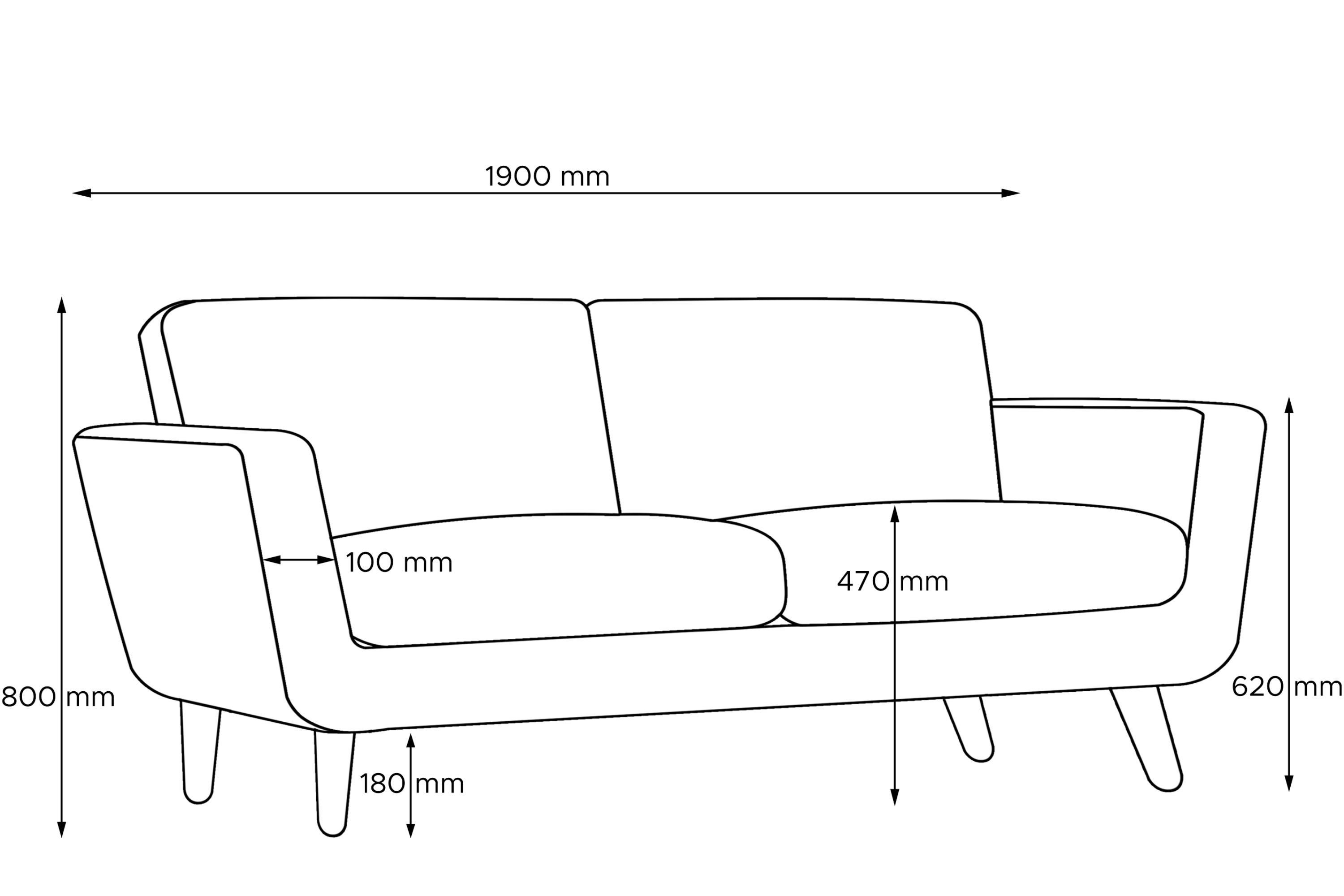mit in Konsimo Gestell hellgrau aus Europe, Made | 3-Sitzer hellgrau Massivholz Sofa TAGIO Armlehnen, 3 Scandi-Stil, Personen,