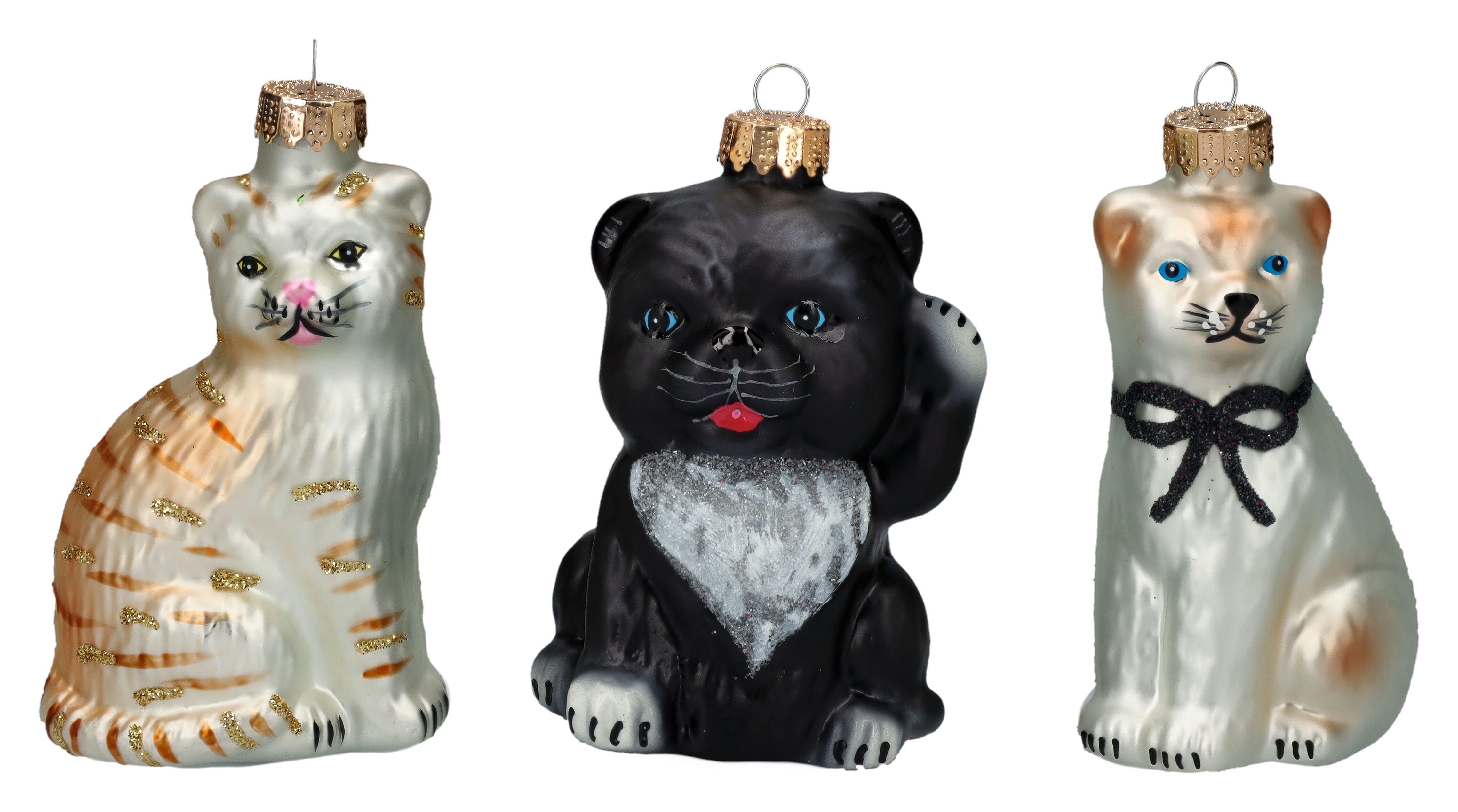 Figuren Shop GmbH Christbaumschmuck Weihnachtskugeln 3er Set - Katzen - Christbaumschmuck Weihnachtsdeko (3-tlg)