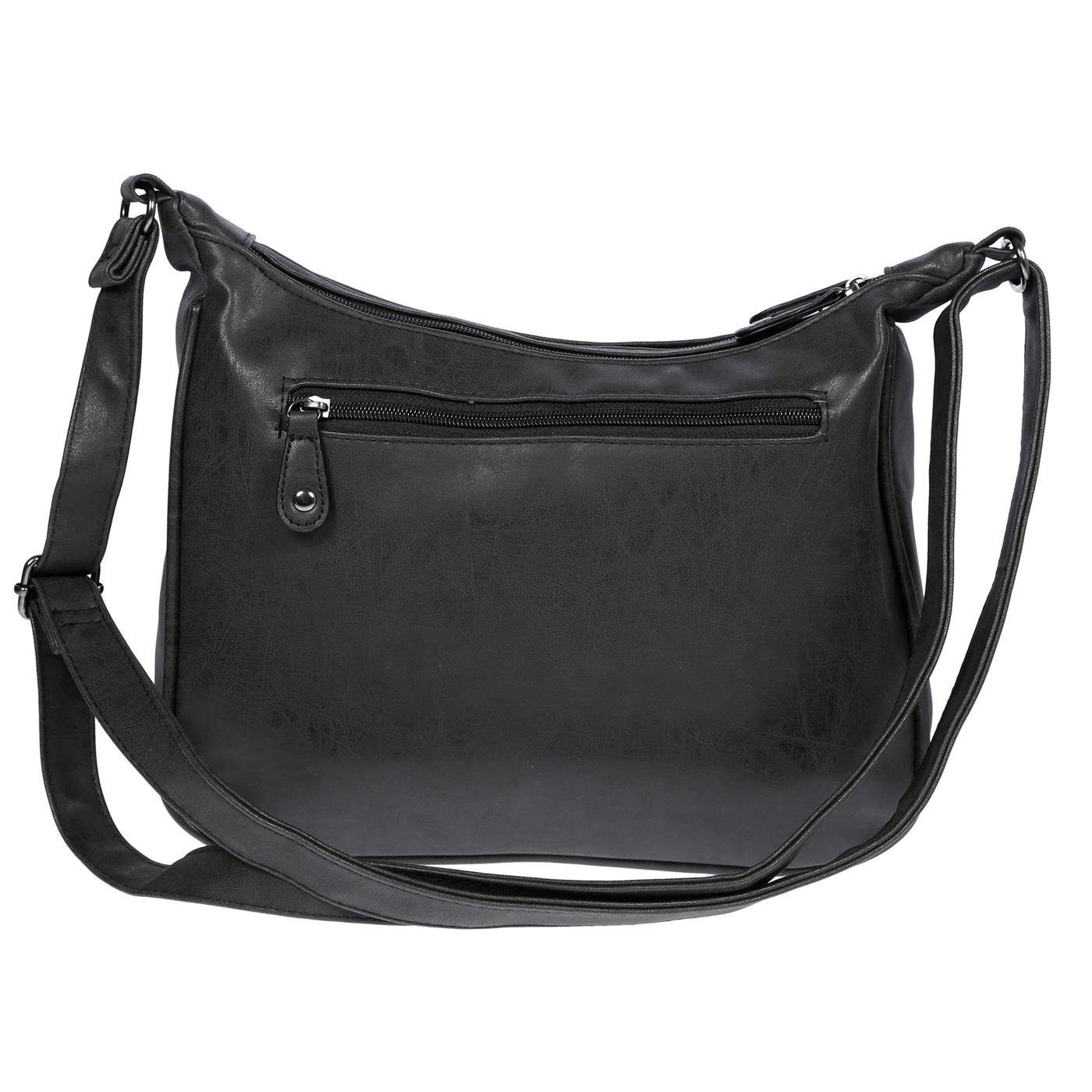 Christian Wippermann Umhängetasche Damen Tasche Schultertasche Umhängetasche Crossover (einzeln), Leder Optik Handtasche Schwarz – Bild 4 von 5