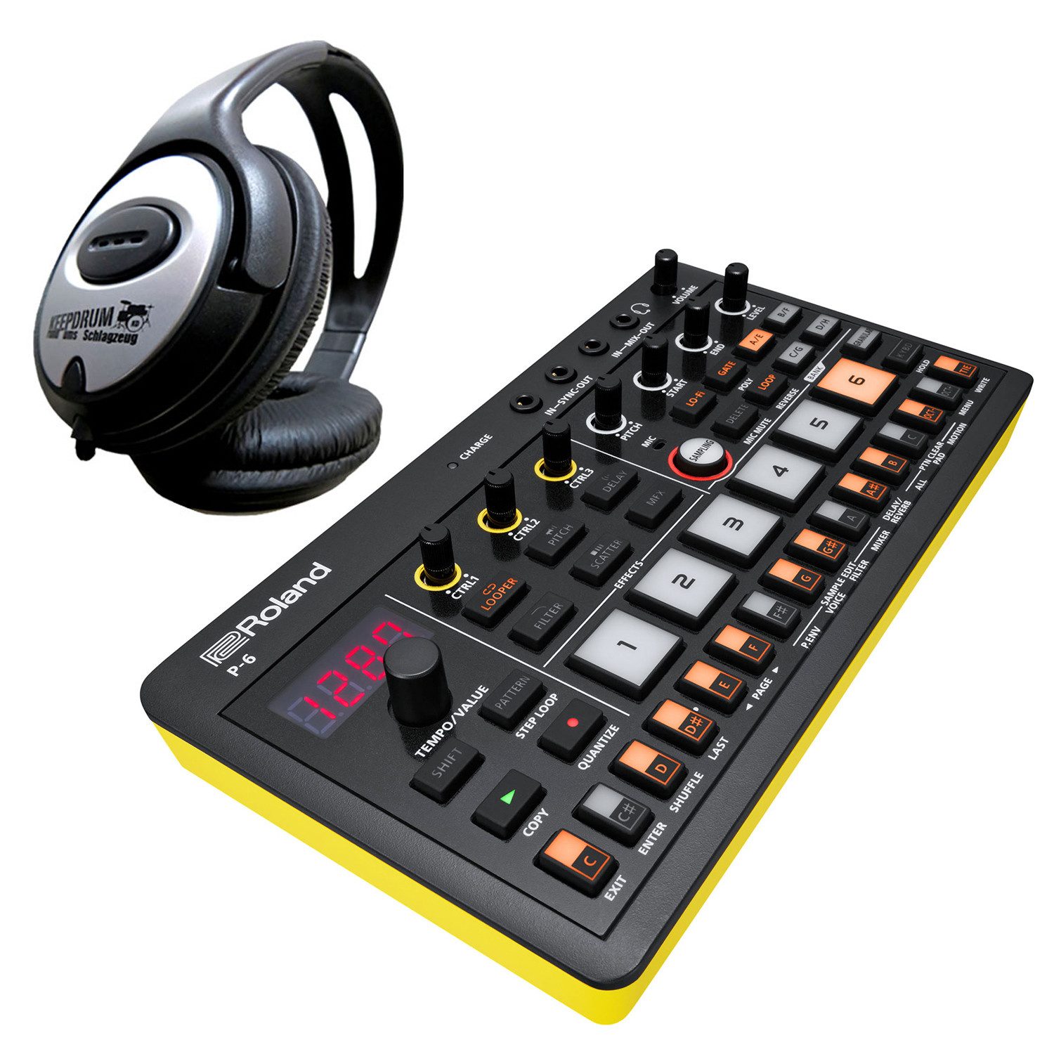 Roland Audio Roland Aira P-6 Creative Sampler mit Kopfhörer Digitales Aufnahmegerät