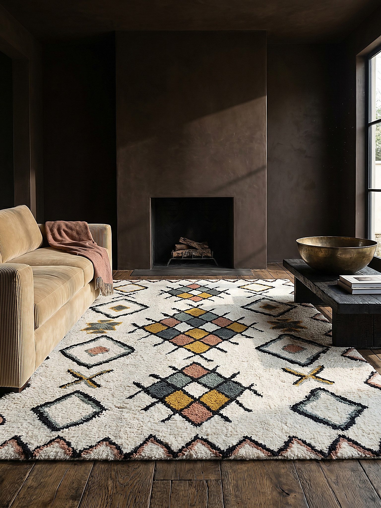 KADIMA DESIGN Wollteppich BRUE Hochflorteppich reine Wolle Naturfaser weich 200x290 Multicolor, Rechteckig, Höhe: 29 mm, 25 mm Hochflor, fußbodenheizungsgeeignet, hochwertig, Berber-Shaggy