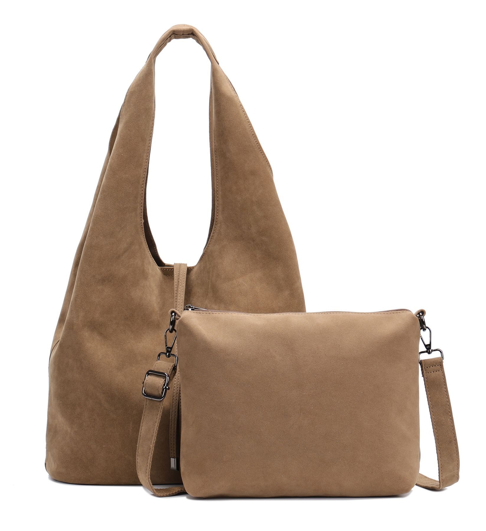 Schultertasche Damen Tasche Set 2in1 Shopper Hobo Bag Handtasche Crossbody Velours