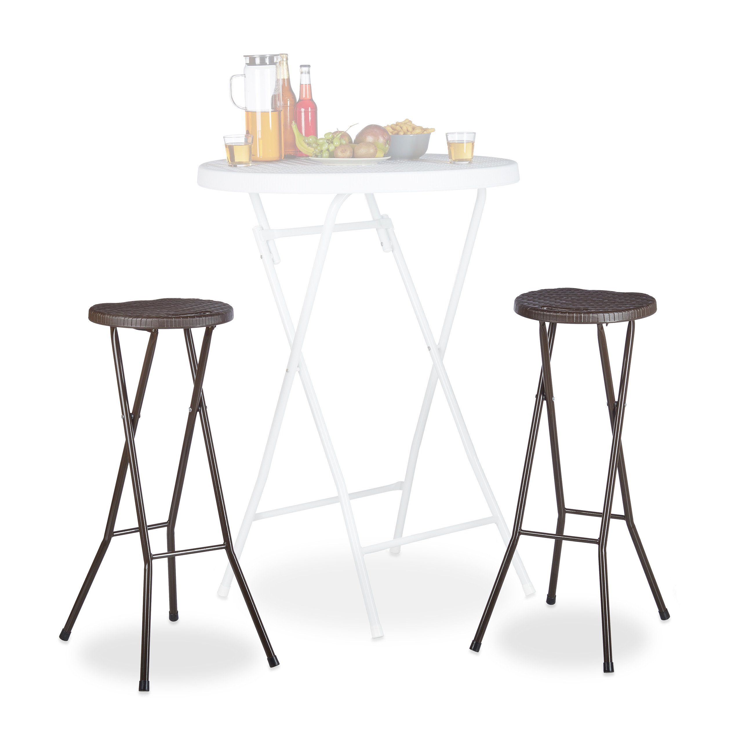 relaxdays Barhocker klappbar BASTIAN (2 St), braun