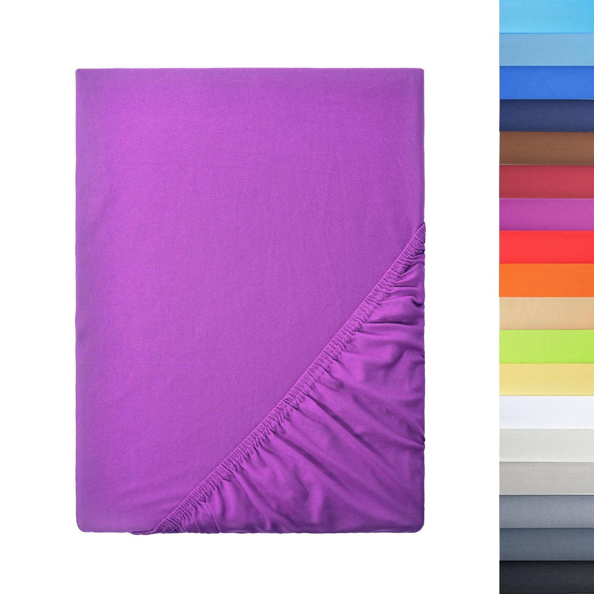 NatureMark Spannbettlaken Boxspringbett Mikrofaser Spannbetttuch 200x220cm, Polyester, Gummizug: rundum, Lila