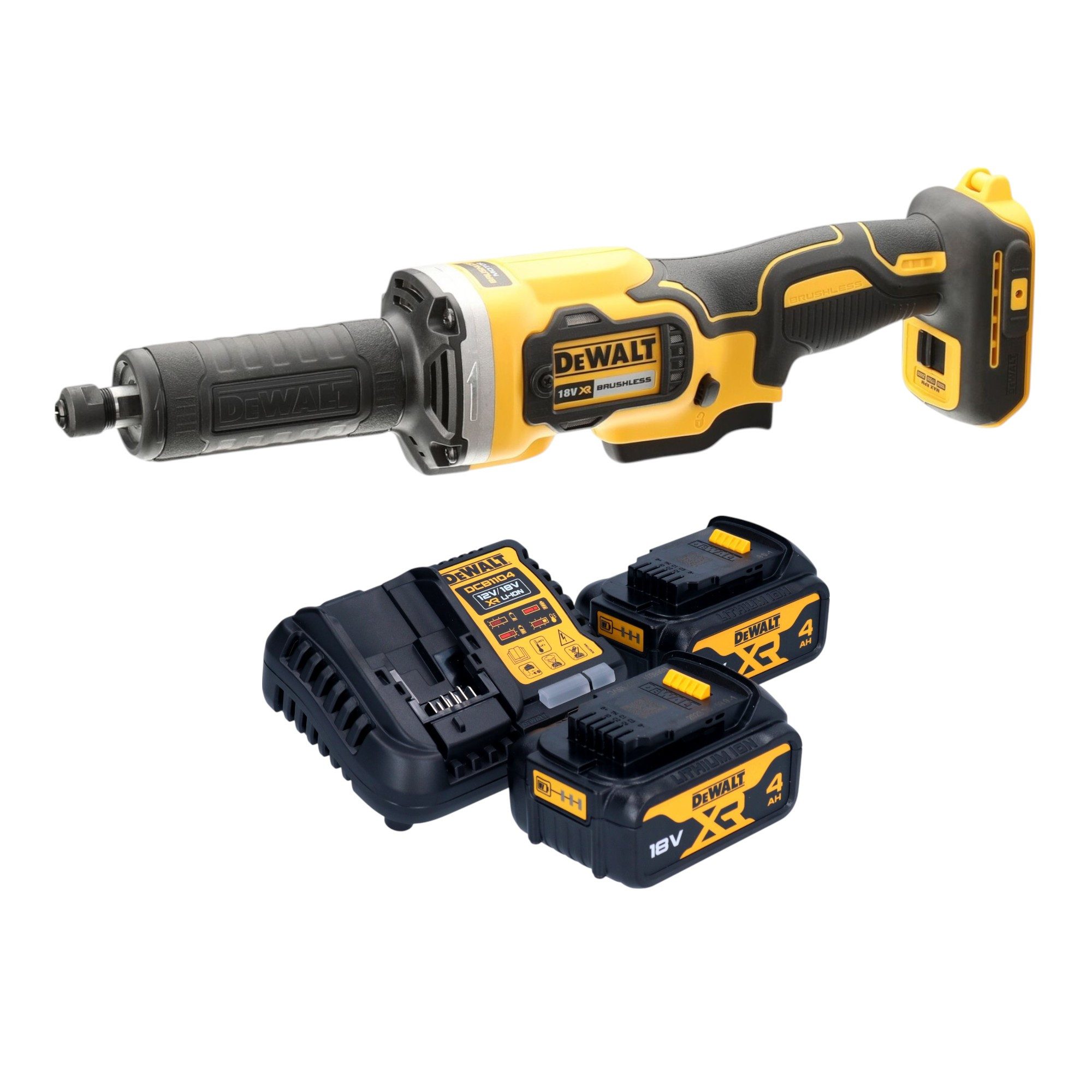 DeWalt Akku-Geradschleifer DCG 426 M2 18 V Brushless + 2x Akku 4,0 Ah + Ladegerät