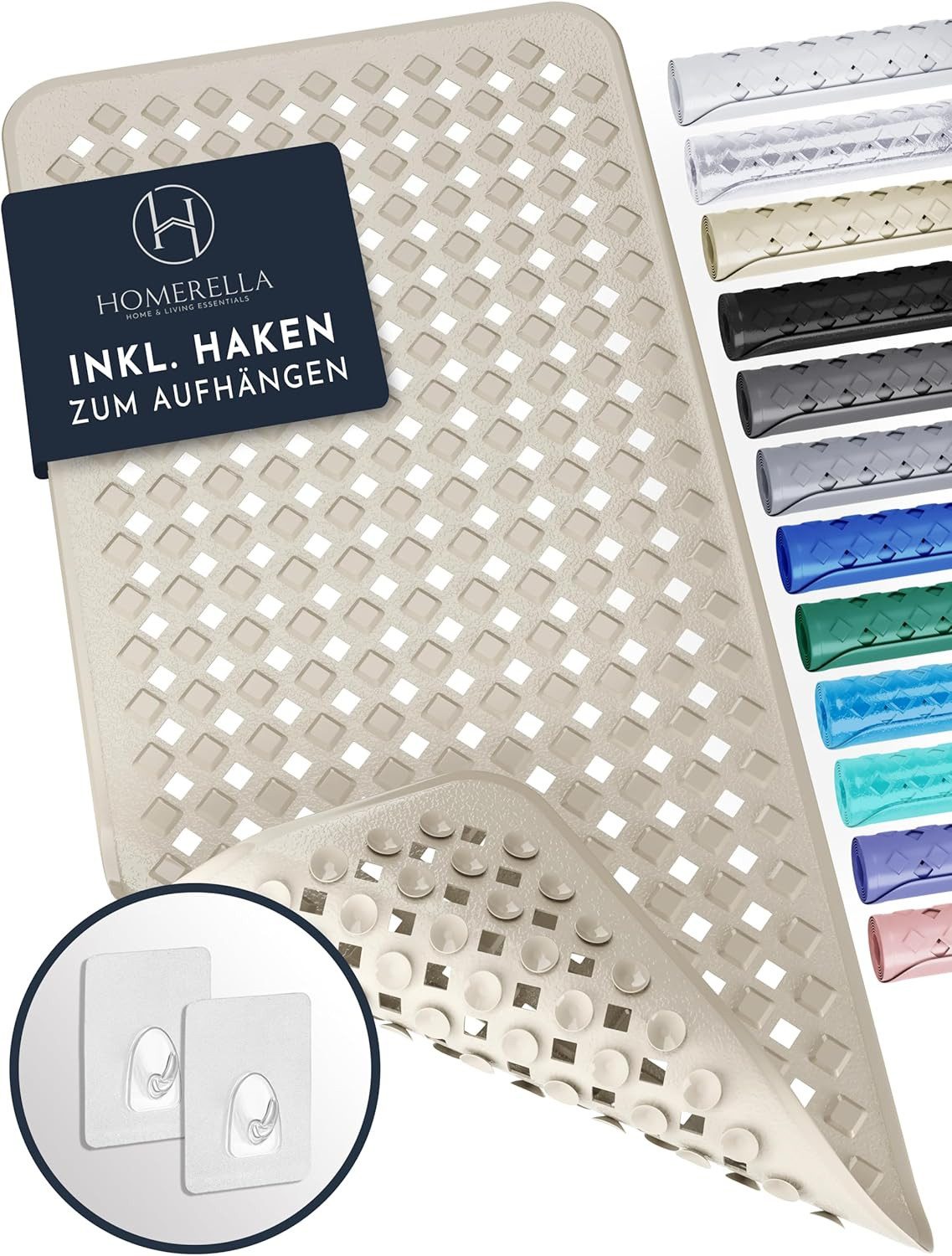 Homerella Badematte rutschfest Hautsensitiv 88x39cm, INKL. AUFHÄNGUNG, Anti günstig online kaufen
