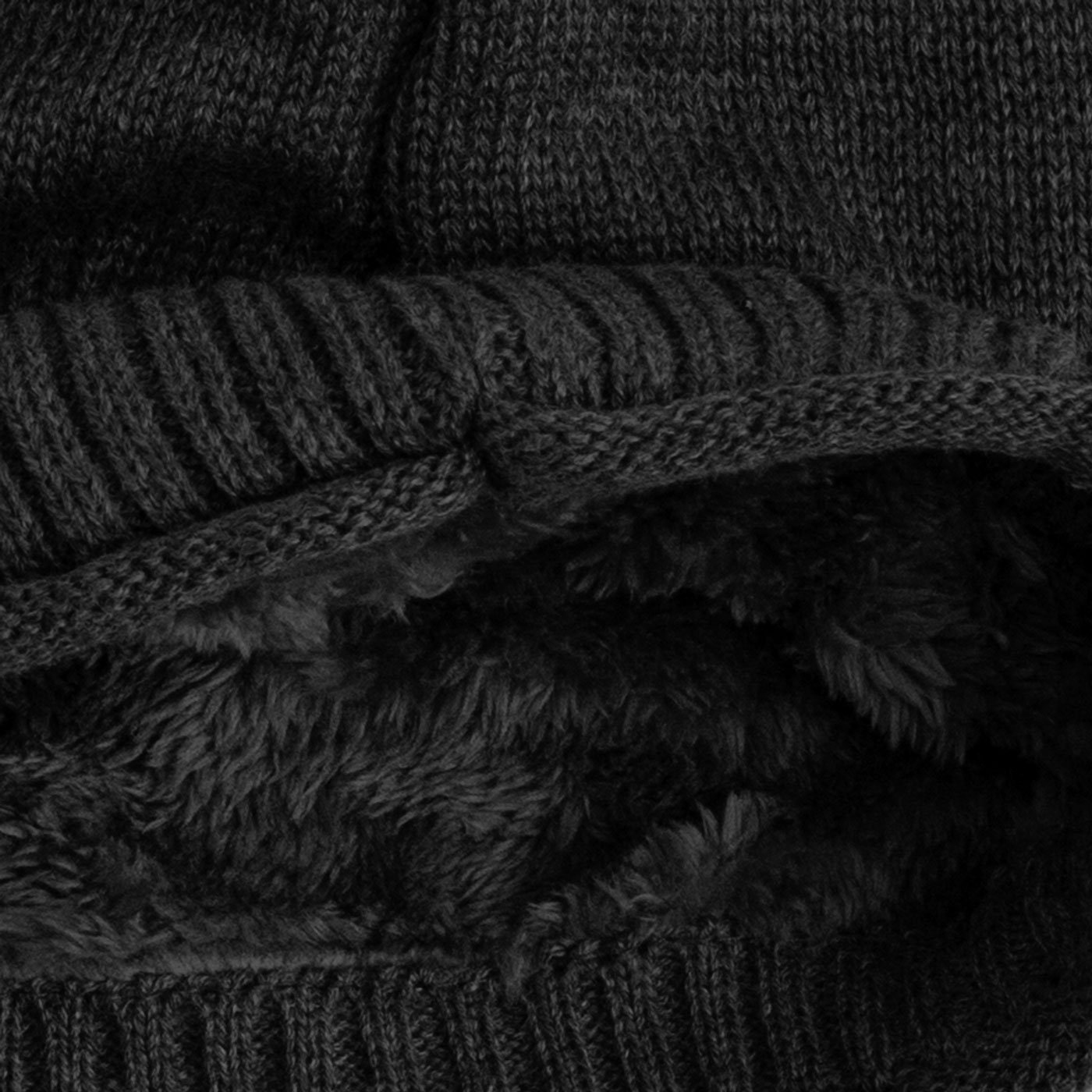 schwarz Wintermütze (1-St) Gefütterte Strickmütze Mütze Herren Strickmütze Beanie Haube Damen compagno