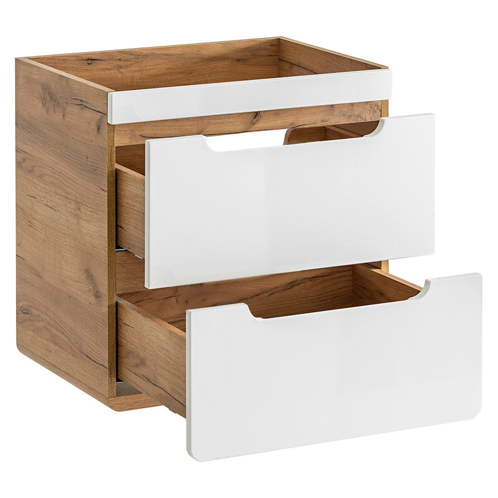 Lomadox Waschtisch LUTON-56, weiß mit Wotan Eiche Nb. 61/63/46 cm günstig online kaufen