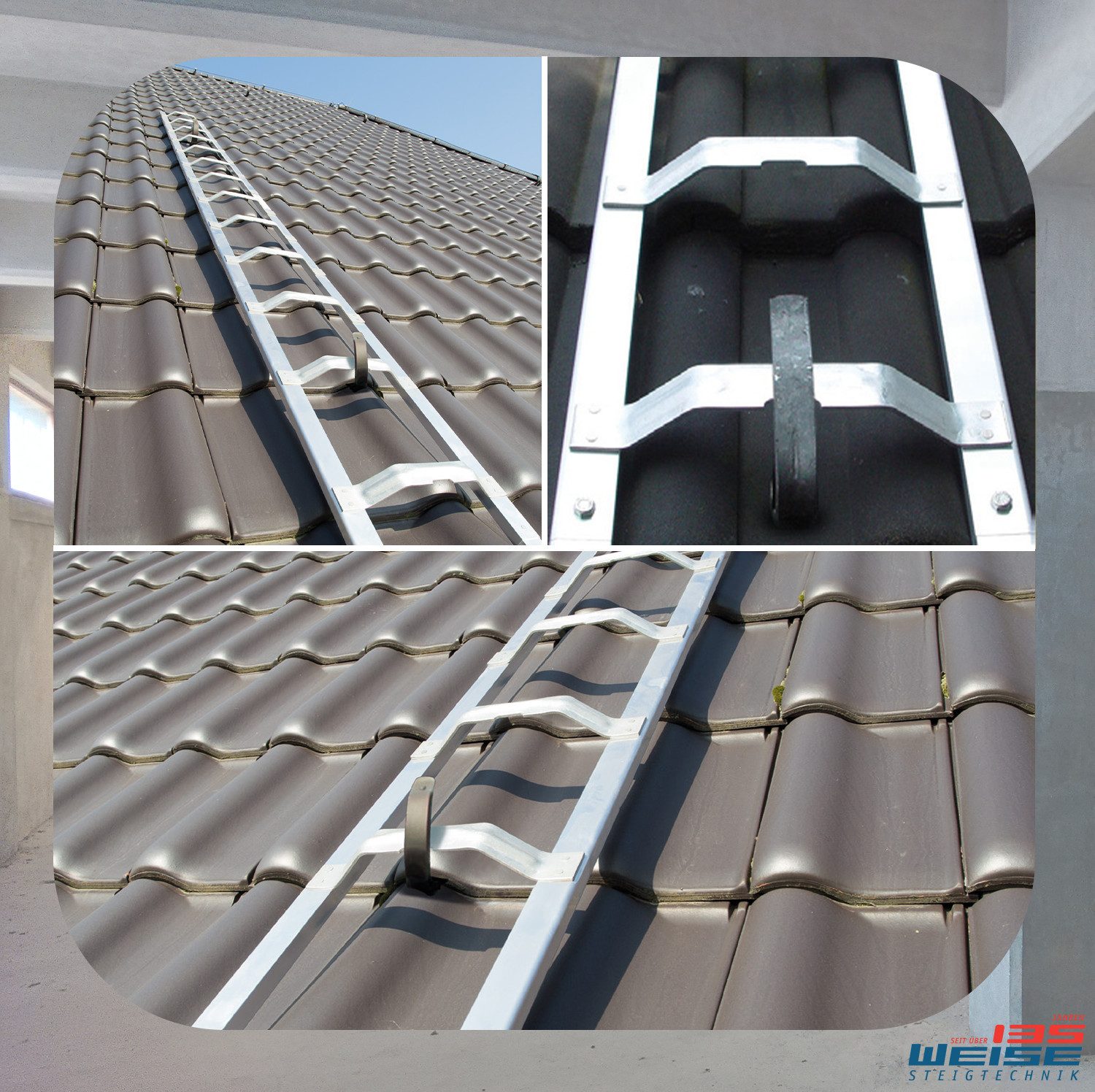 Weise Steigtechnik Vielzweckleiter Industrie-Qualität, Dachauflegeleiter (1-St., mit Bremer Sprossen), robuste & sichere breite Dachleiter, Alu-Konstruktion – Bild 5 von 5