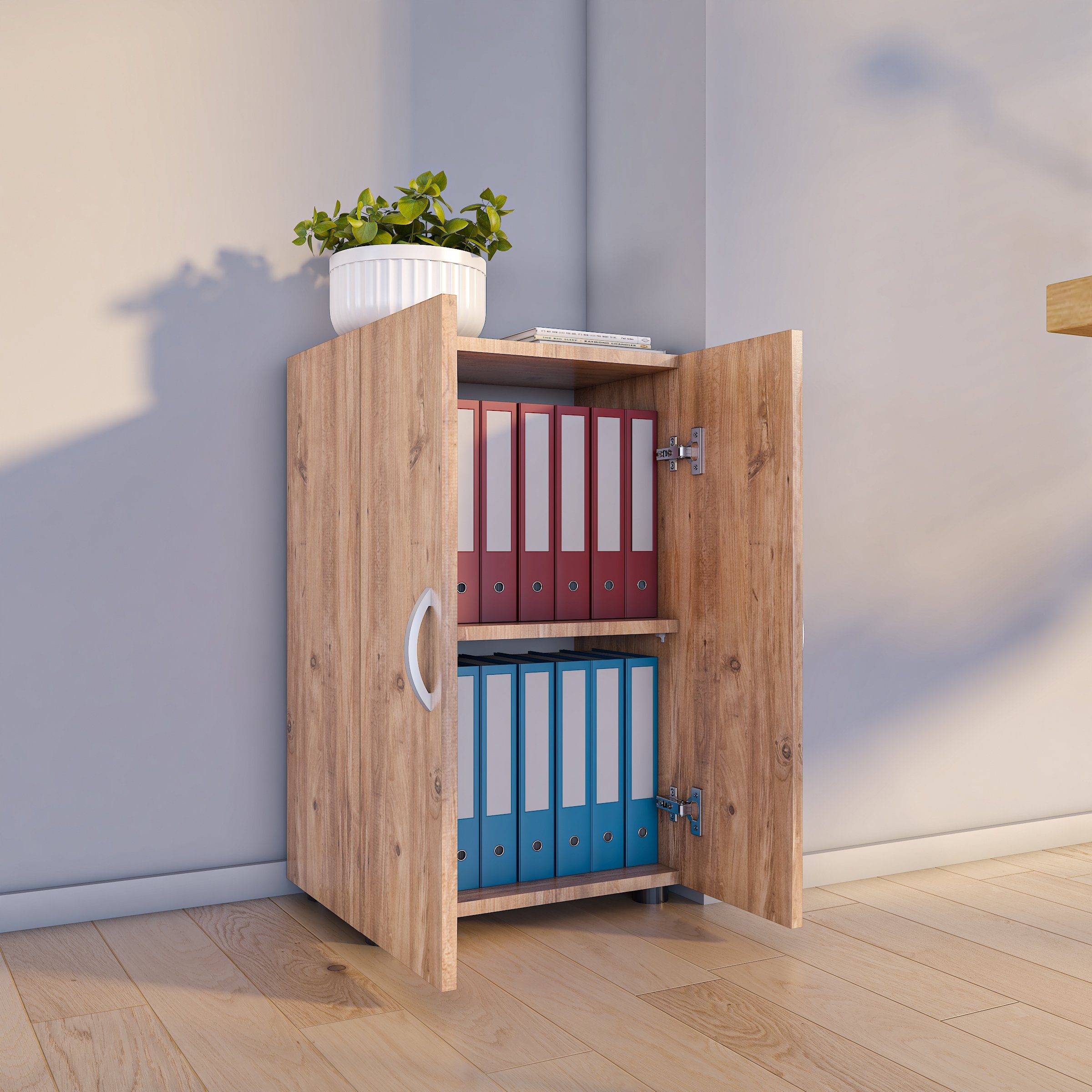 VCM Aktenschrank Büroschrank Bücher Ordner Aktenschrank Ulas 2fach