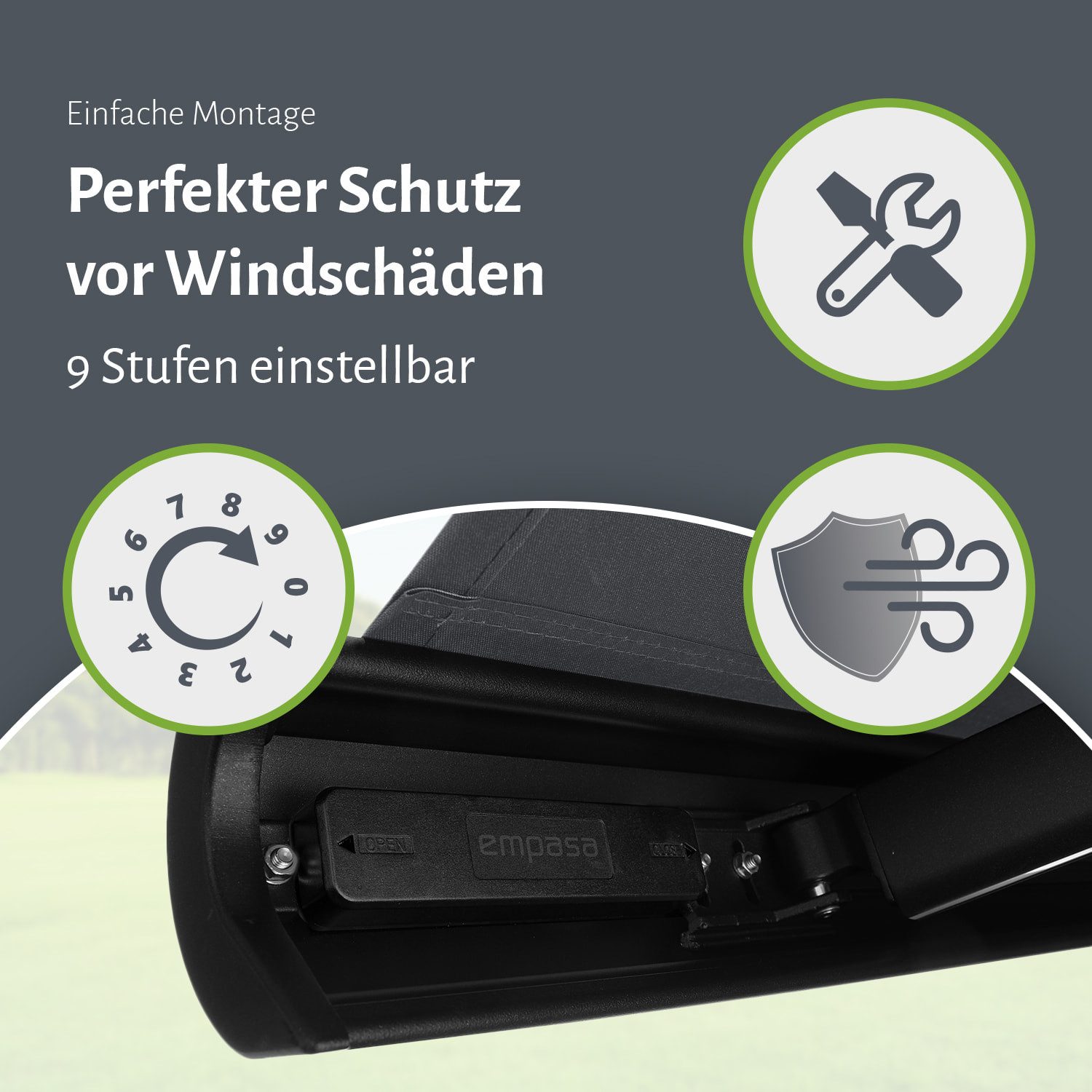 empasa Kassettenmarkise Erschütterungssensor Windschutz / Windsensor für elektrische Markise