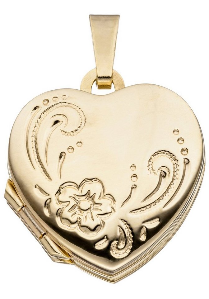 JOBO Medallionanhänger Anhänger Medaillon Herz, 333 Gold, Höhe ca. 19,2 mm,  Breite ca. 18,1 mm, Tiefe ca. 7,2 mm