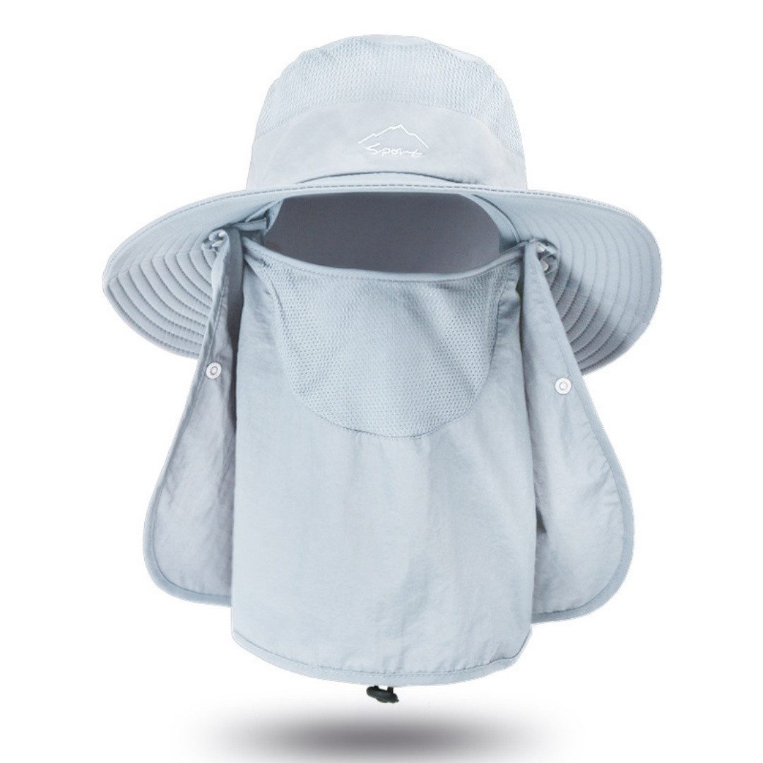 FOUORTUNATE-BEE Sonnenhut Fischerhut mit Nackenschutz Sonnenschutz Hut faltbar Outdoor Sonnenhut für Wandern Angeln Camping mit Kinnband verstellbar