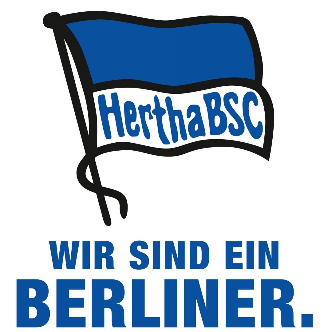 Hertha BSC Wandtattoo Fußball Hertha BSC Wir sind ein Berliner Flagge Blau Weiß Slogan, Wandbild selbstklebend, entfernbar