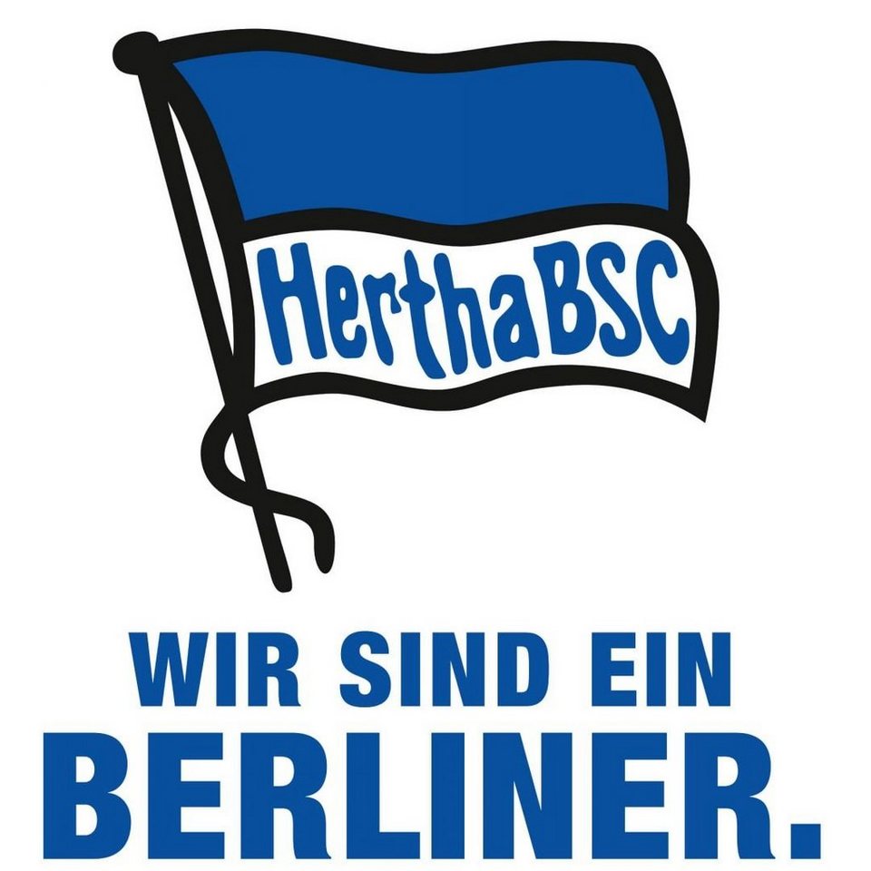 Hertha BSC Wandtattoo Fußball Wandtattoo Hertha BSC Wir sind ein Berliner  Flagge Blau Weiß Slogan, Wandbild selbstklebend, entfernbar