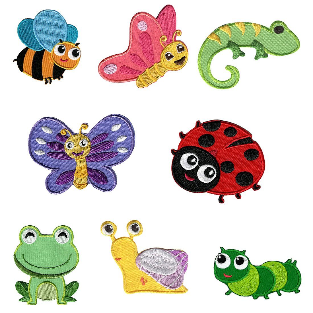 Catch the Patch Aufnäher Bügelbild, Aufbügler, Applikationen, Patches, Flicken, zum aufbügeln, Polyester, Kleine Tiere Set 8 Stück