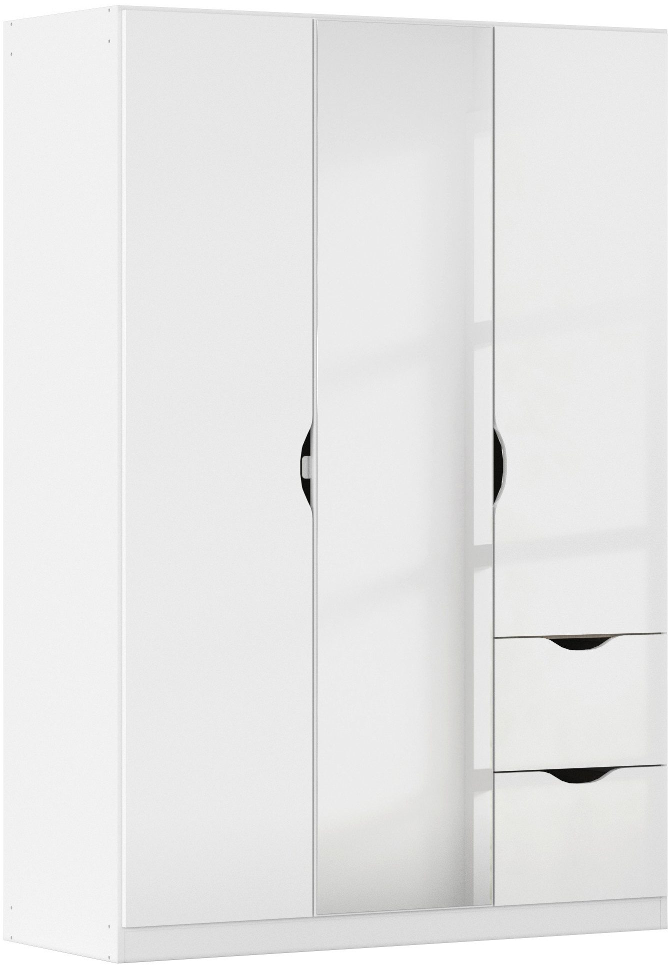 rauch Kleiderschrank Freiham Kleiderschrank Garderobenschrank Nischenlösung mit Spiegel und Schubkästen, Griffmulden, Schlafzimmerschrank Schrank