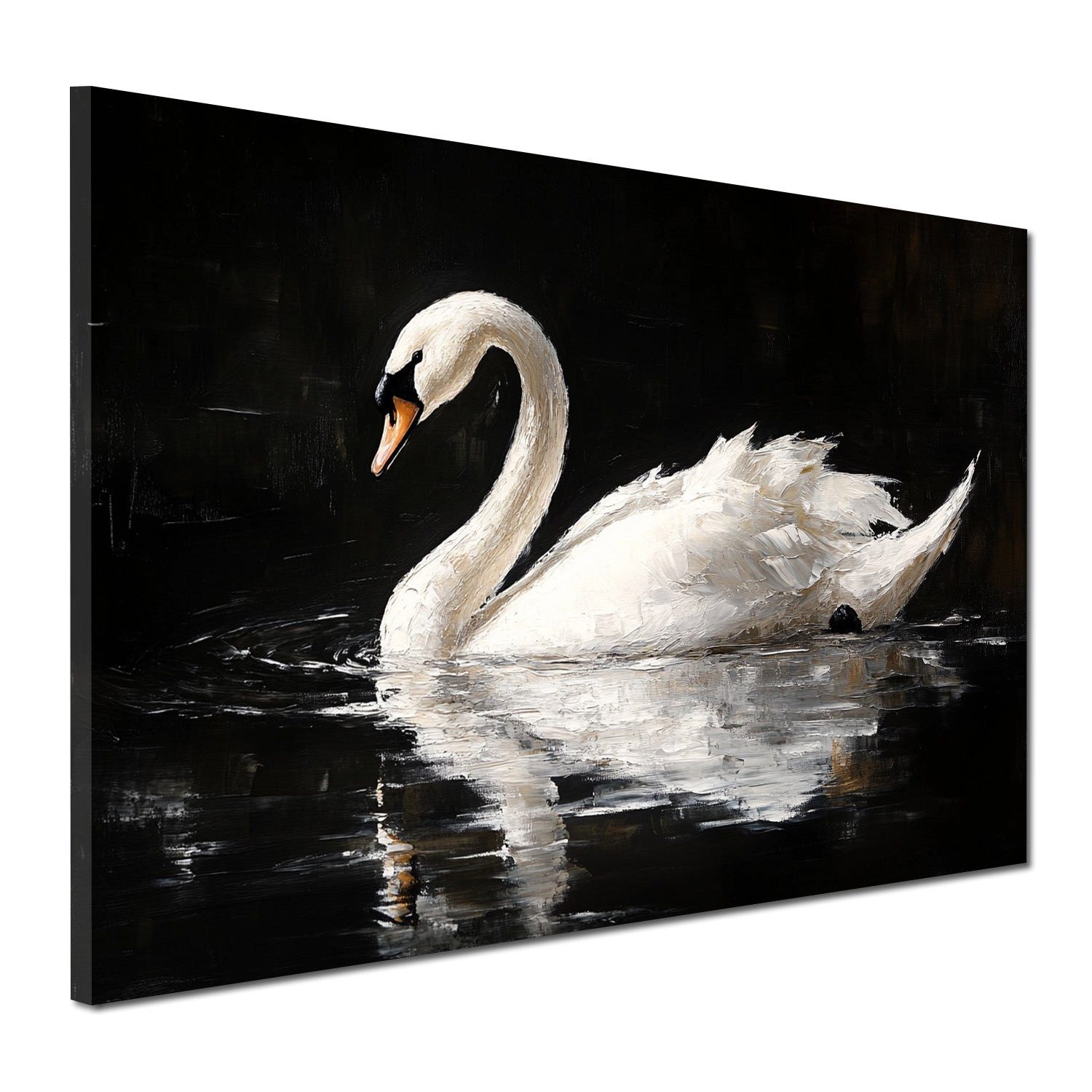 Artedinoi Leinwandbild Anmutiger Schwan auf dunklem Wasser Spiegelung Wandbild Leinwandbild D, Schwan mit Spiegelung im Wasser