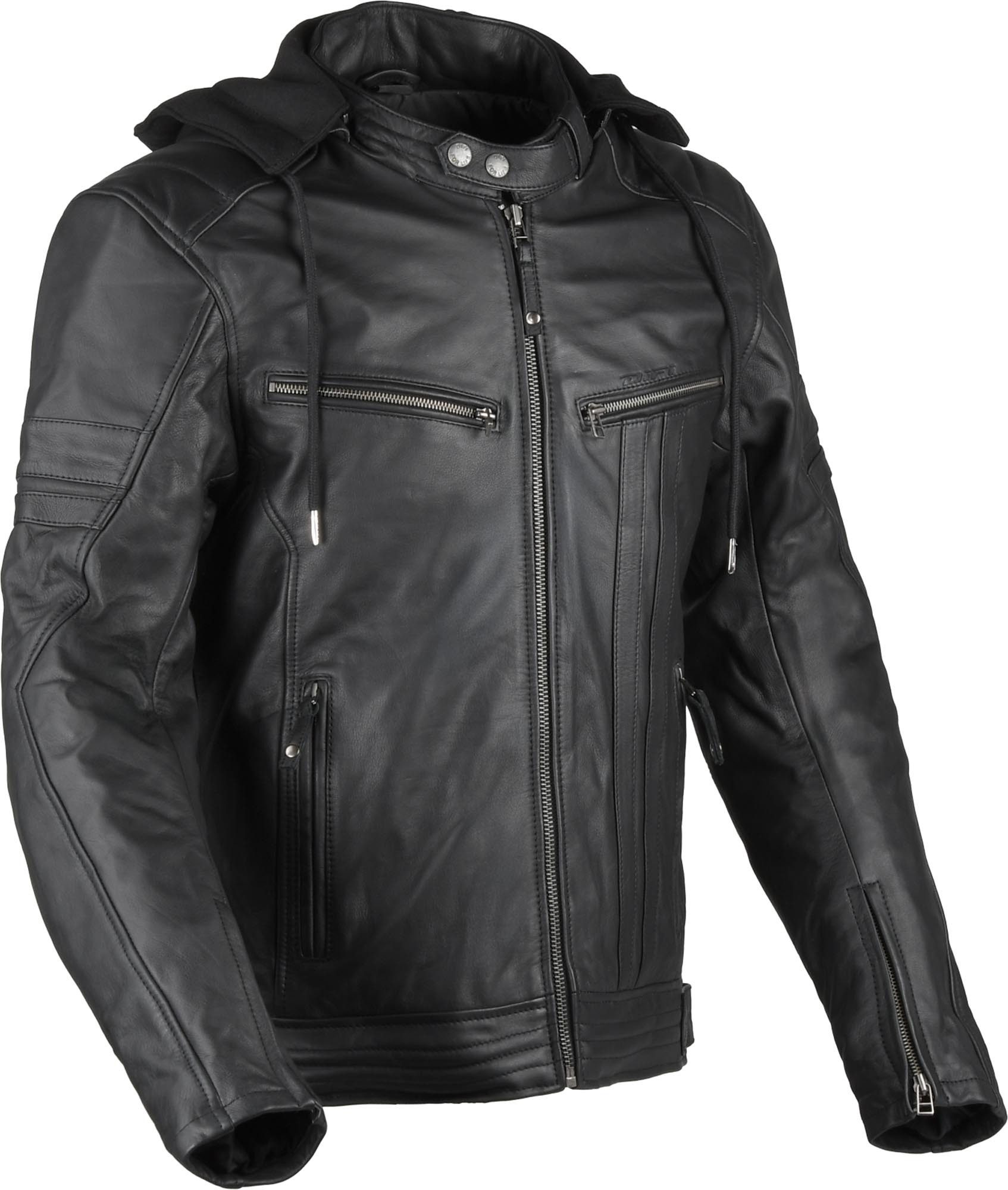 DIFI Motorradjacke Detroit 3 Motorrad Lederjacke Rückenprotektor vorbereitet,Verbindungsreißverschluss,Ellenbogenp
