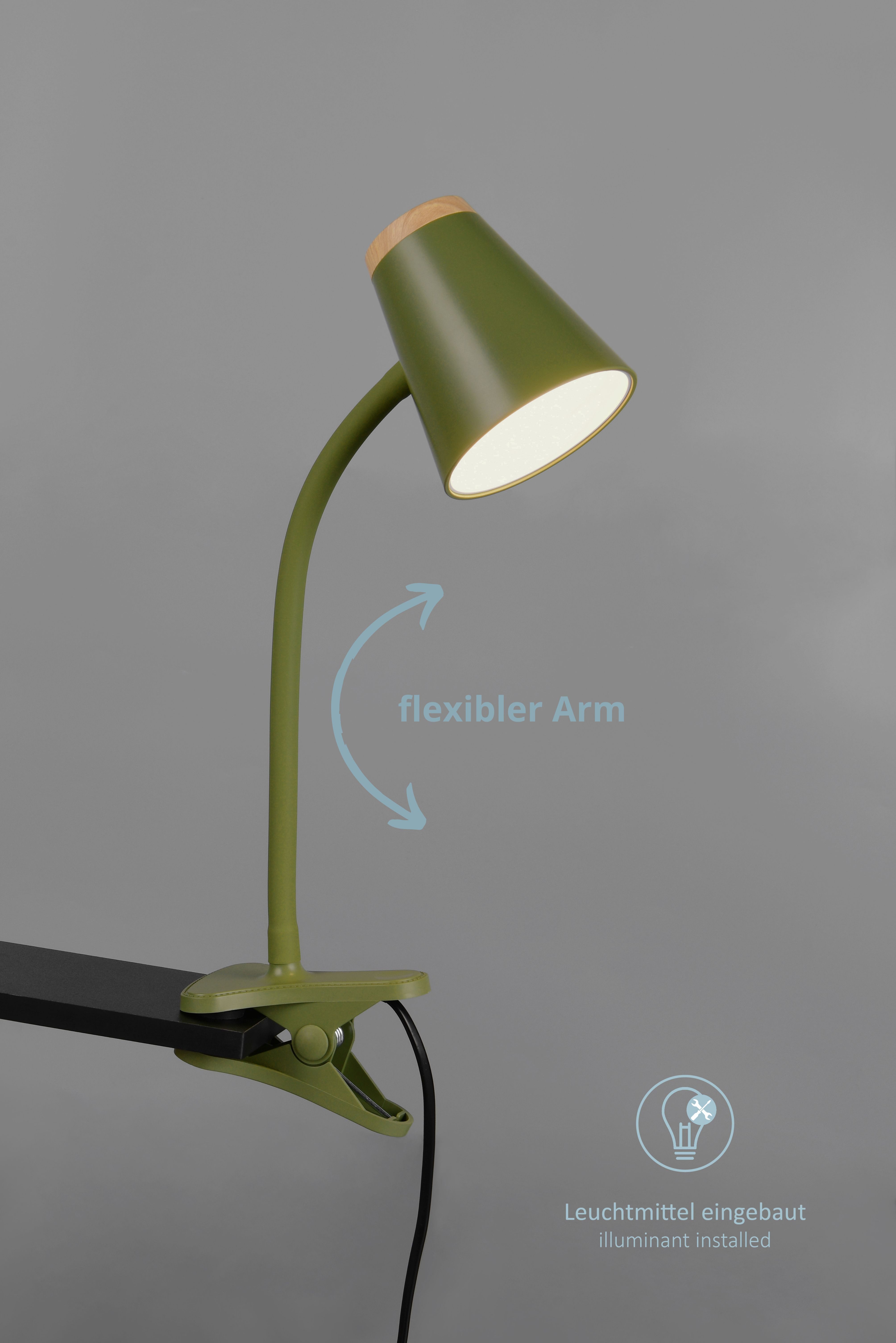 lightling LED Klemmtischleuchte Quincy, flexibel schwenkbar, LED fest integriert, warmweiße Lichtfarbe, inkl. Ein- und Ausschalter, aus hochwertigem Metall