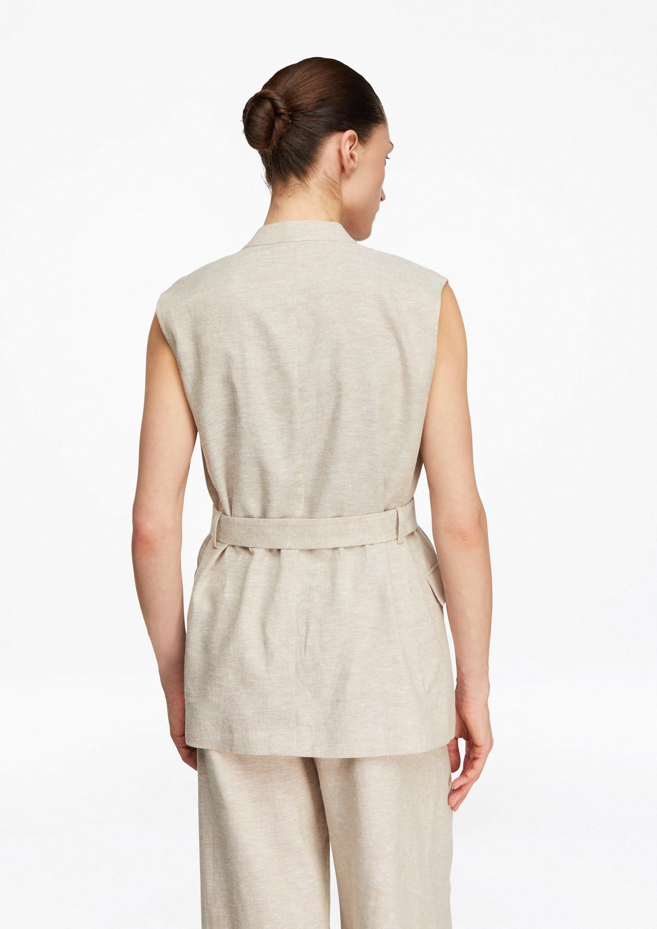 comma Funktionsweste Indoor-Weste Melierte Utility-Weste aus Leinenmix