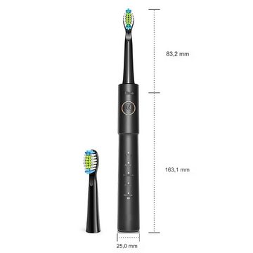 Tidyard Elektrische Zahnbürste Bitvae E11, Aufsteckbürsten: 8 St., Wiederaufladbare USB-Zahnbürste mit Timer, 5 Modi, Ultraschall-Elektrozahnbürste mit Tragetasch