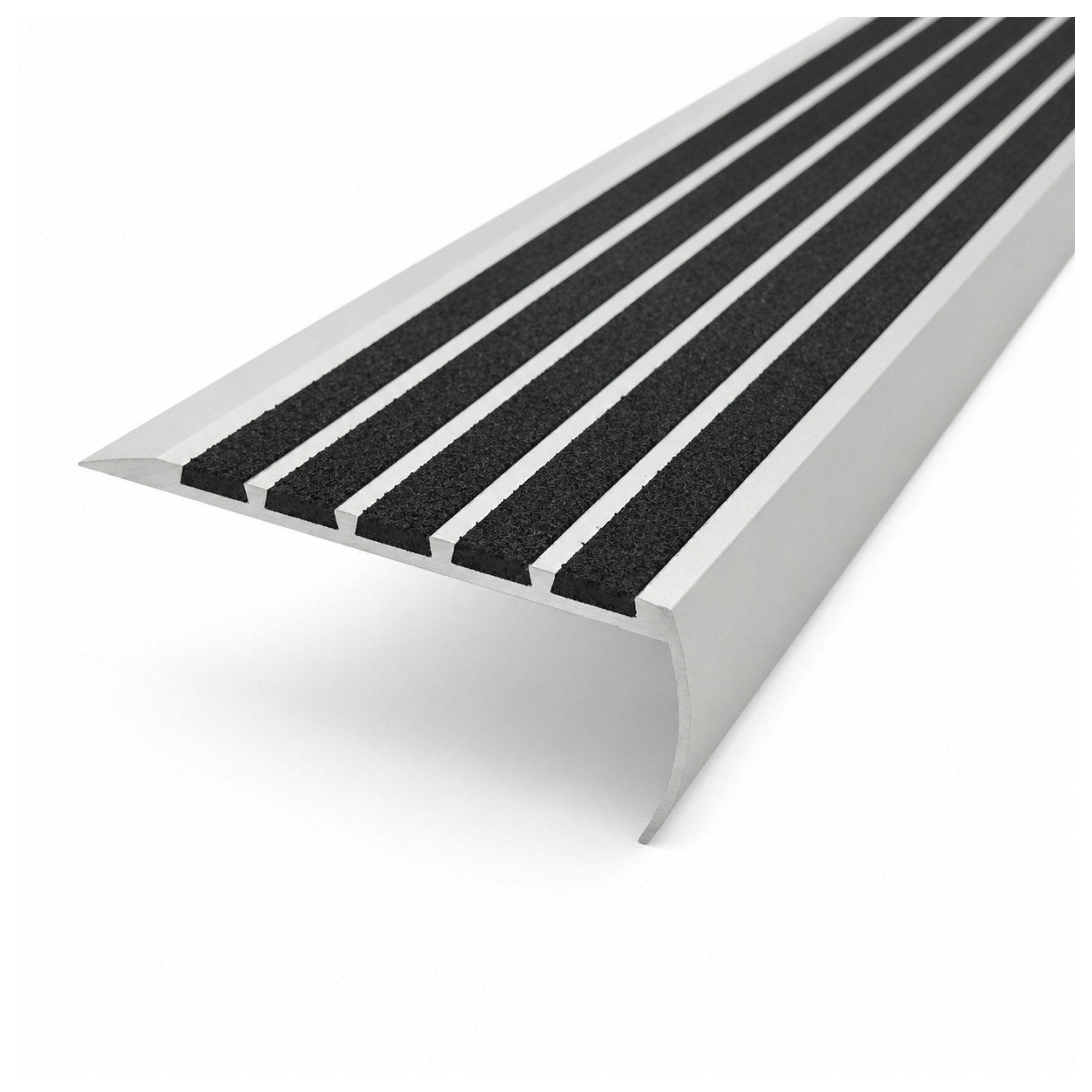 Floordirekt Treppenkantenprofil Titan Aluminium Anti-Rutschmit rutschhemmender Einlage, Carborundum