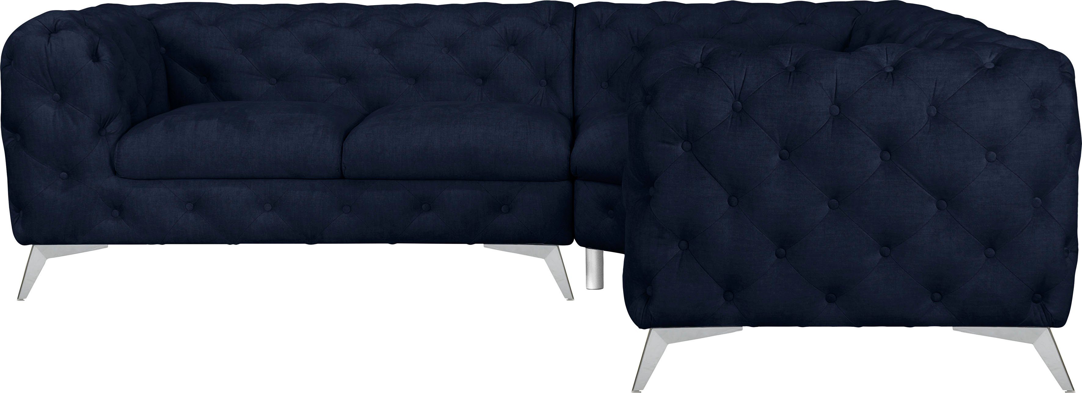Leonique Chesterfield-Sofa "Ecksofa GLYNIS L-Form mit Wellenunterfederung, günstig online kaufen