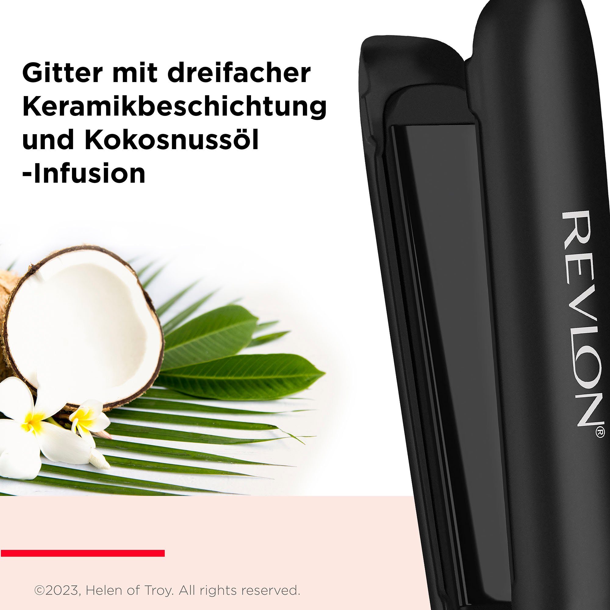 Revlon Glätteisen SMOOTHSTAY RVST2211 3x Keramik, MIT DREIFACHER BESCHICHTUNG UND KOKOSNUSSÖL-INFUSION