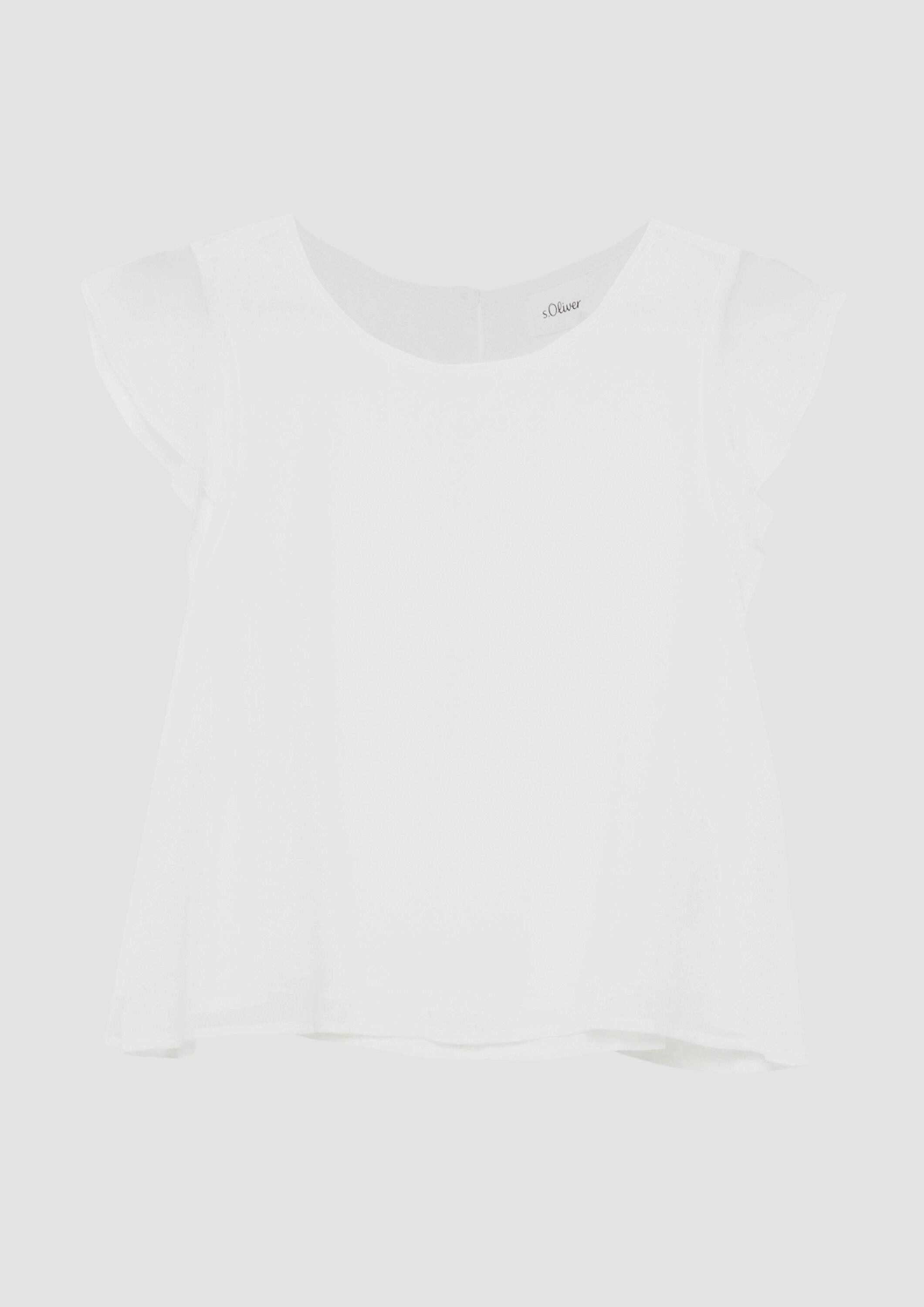 s.Oliver Kurzarmbluse Bluse Chiffon-Bluse mit Volantärmeln und A-Linie