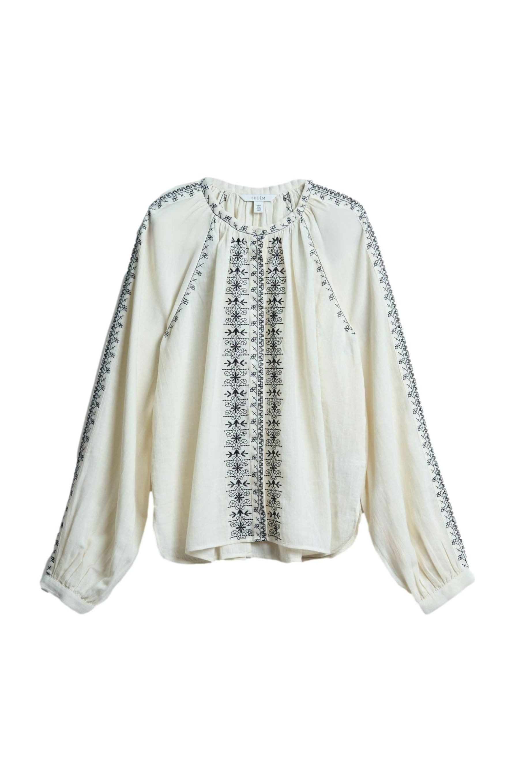 Langarmbluse BHOEM bestickte Baumwollbluse