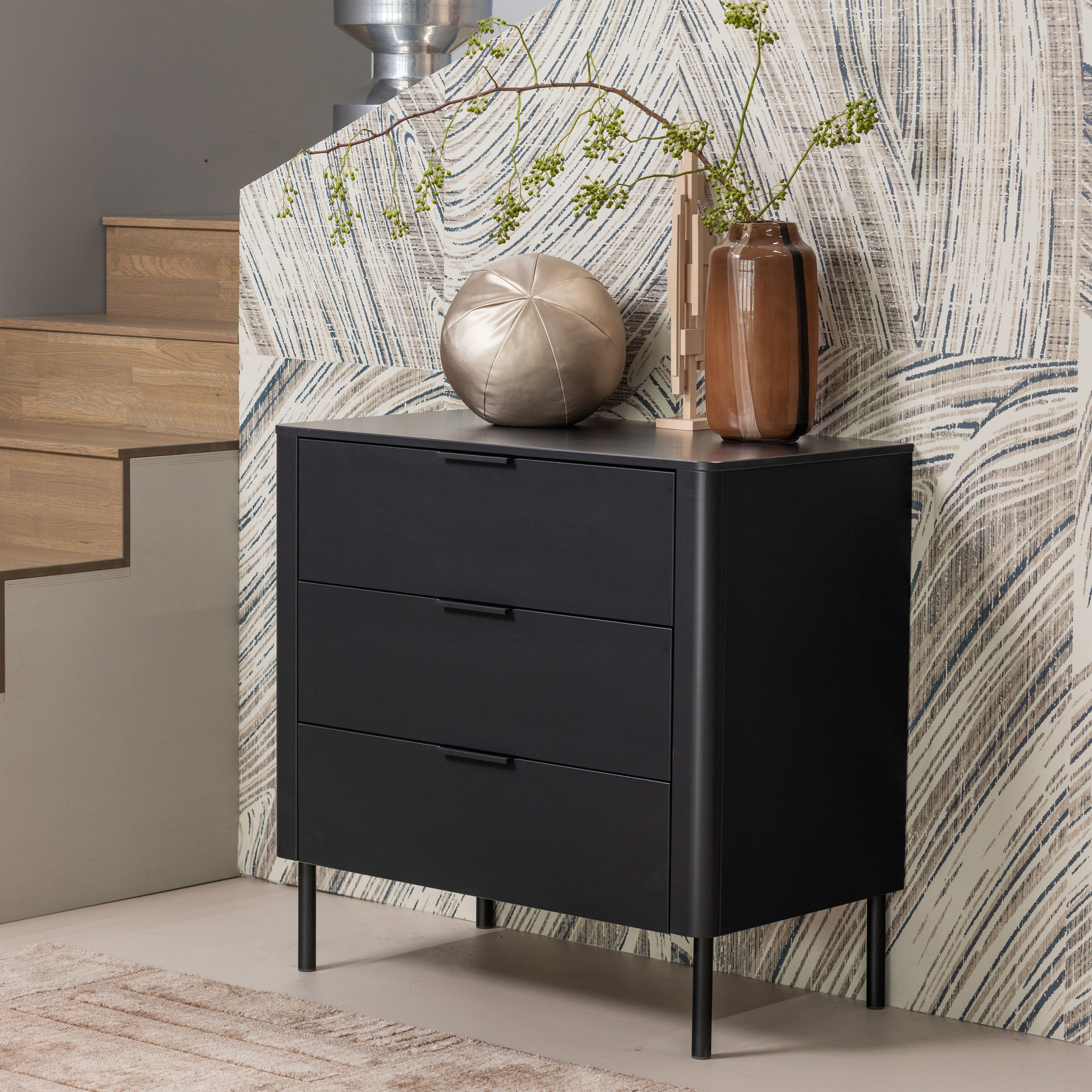 WOOOD Sideboard Gunnar FSC®-Mix Massivkiefer mit Dämpfung Funktion, 94 x 52 x 93 cm, Tragkraft 15 kg pro Schublade, einfach zu montieren,sichtbare Maserung