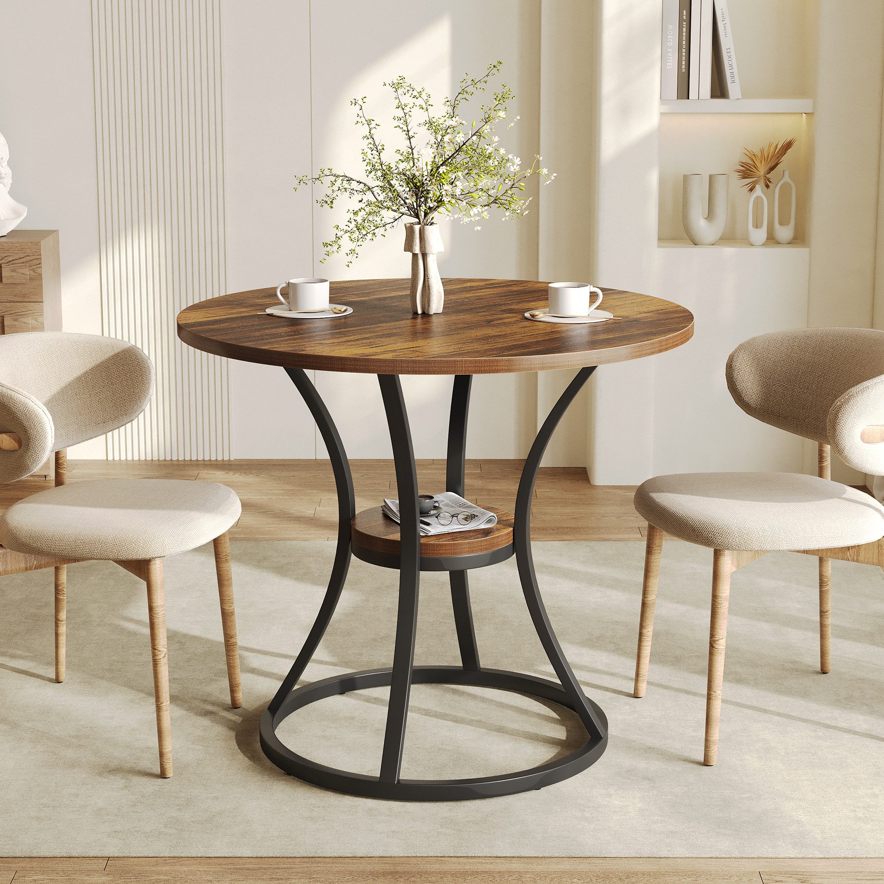 Tribesigns Esstisch Esstisch 80 cm Kleine Runder Tisch holz für Esszimmer W günstig online kaufen