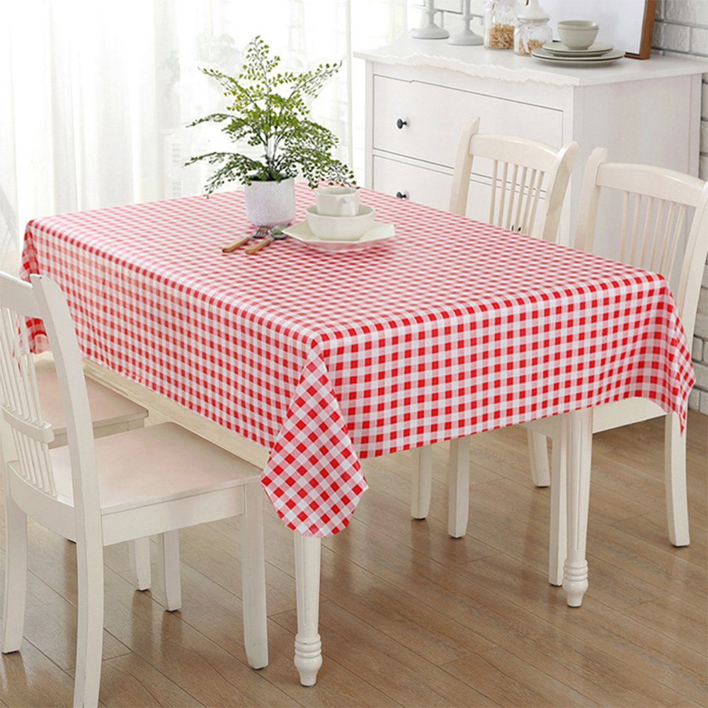FELIXLEO Tischdecke 140x180cm Weiß Plaid Tischdekoration Tischdecke Wasserdicht Küche Rot