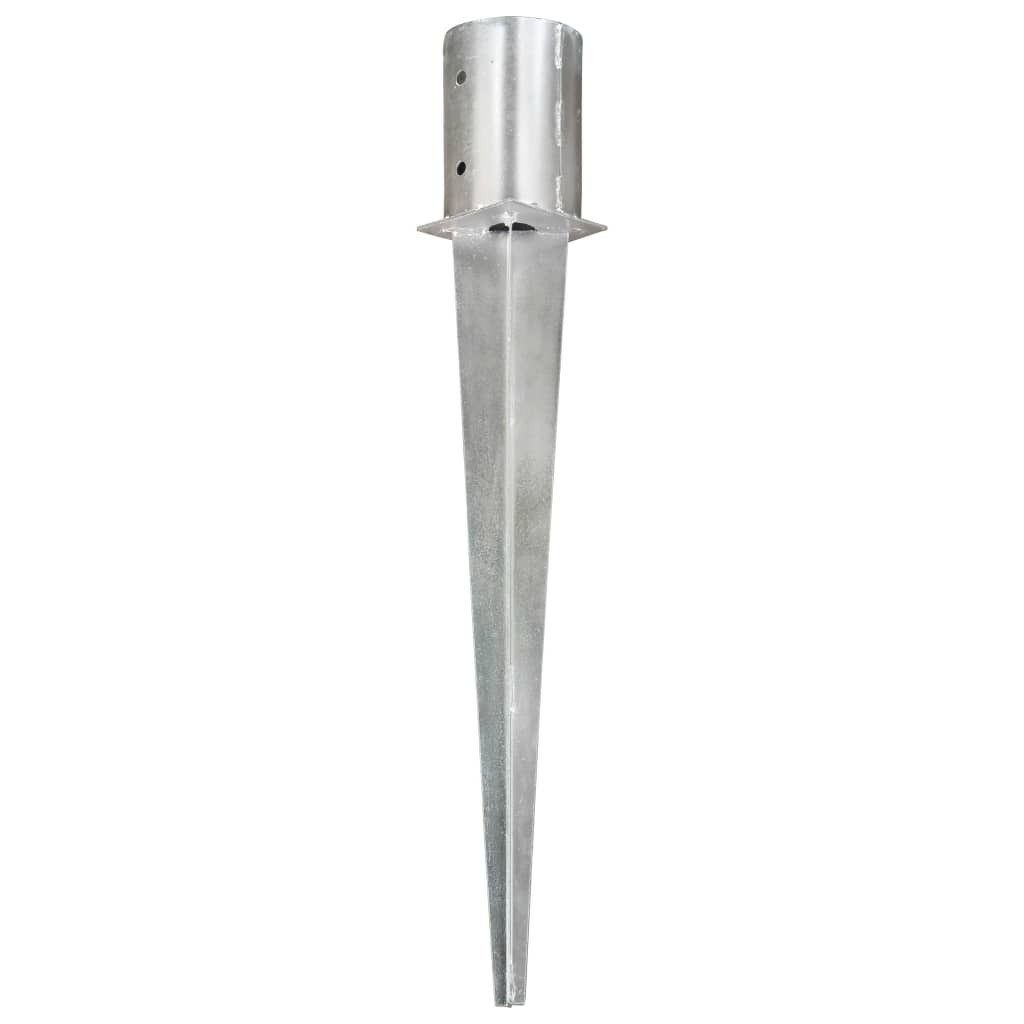 vidaXL Einschlagbodenhülse 10 x 76 cm Erdspieße 2 Stk Silbern 10x76 cm Verzinkter Stahl