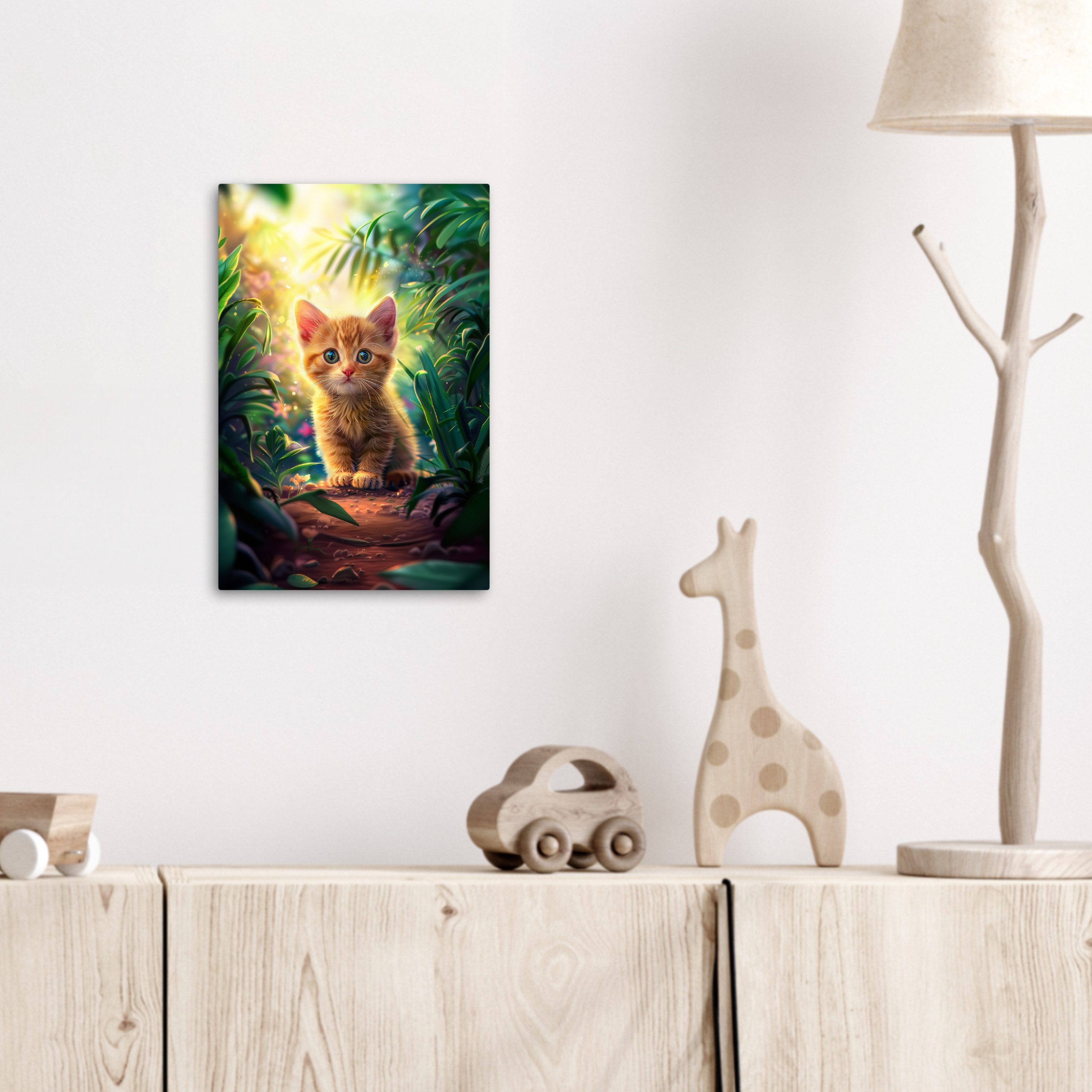OneMillionCanvasses® Leinwandbild Katze - Tier - Natur, Fotodruck (1 St), Kinderzimmer Deko, Mädchen und Jungen Bilder 20x30 cm