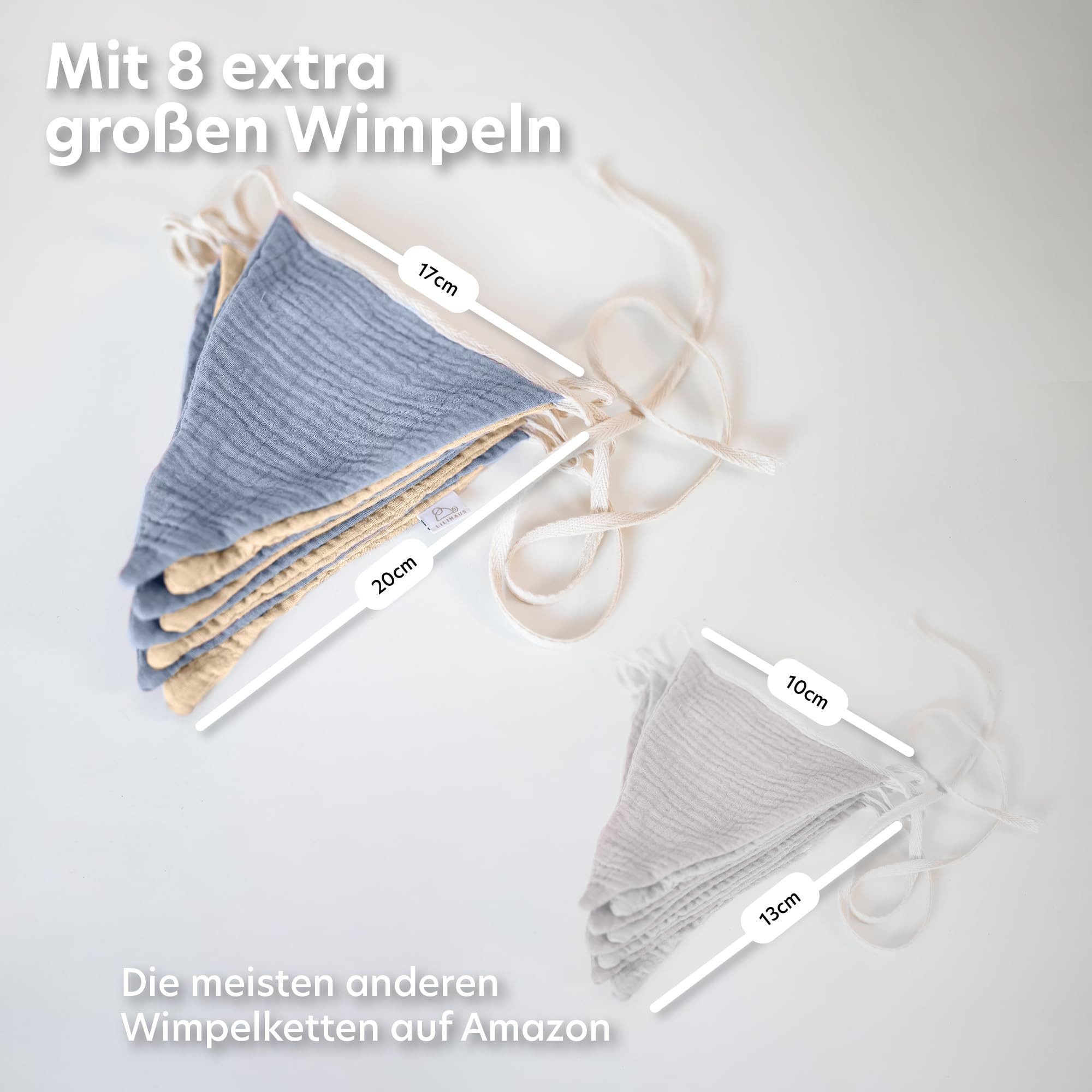 lilimaus Wimpelkette Sternenkette für Kinderzimmer - handgenähte Stoff-Girlande, handgefertigte Stoff-Girlande ca. 300 cm - Wimpel oder Sterne – Bild 4 von 5