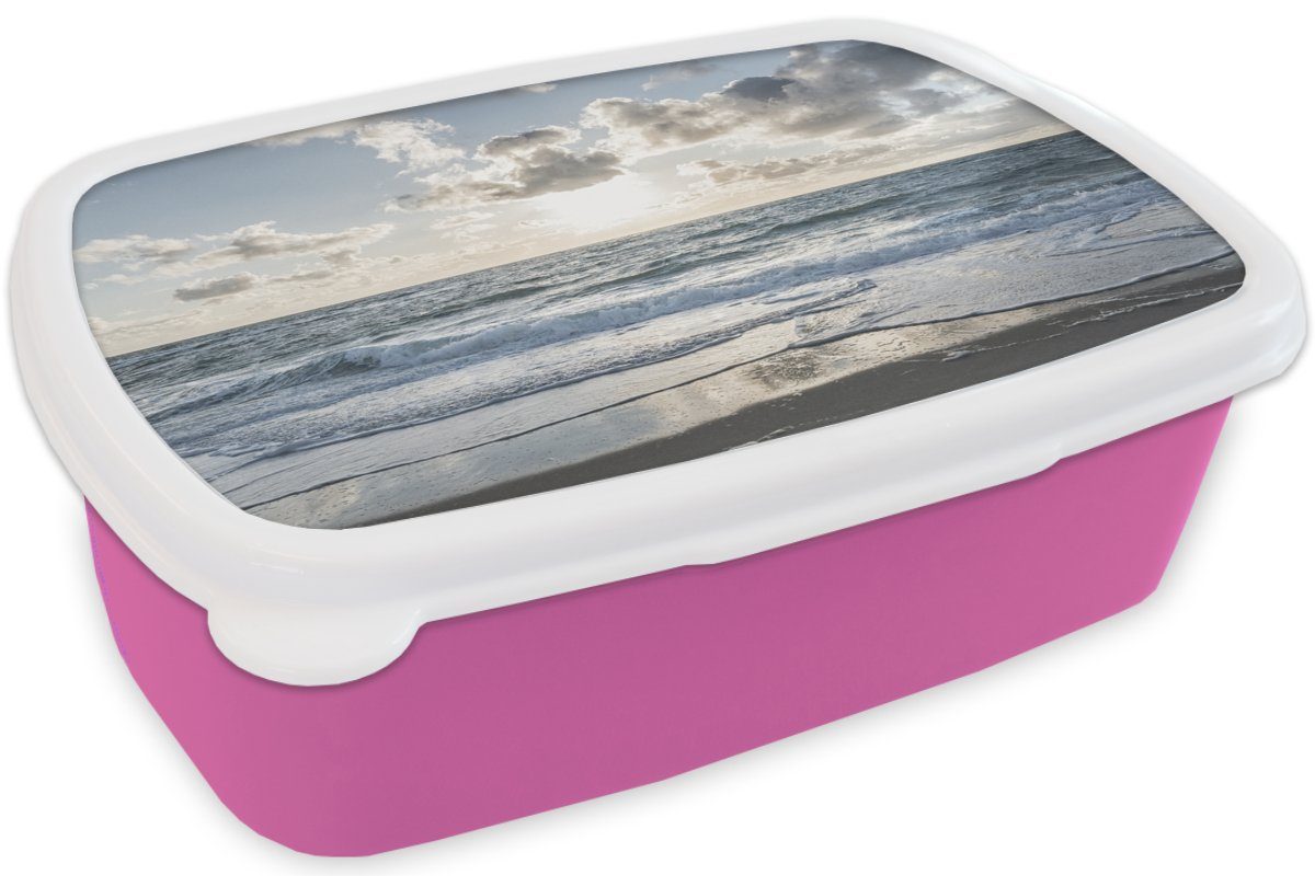 MuchoWow Lunchbox Meer - Wolken Kinder, Erwachsene, Brotbox Snackbox, - Mädchen, für Kunststoff, Deutschland, rosa Brotdose (2-tlg), Kunststoff