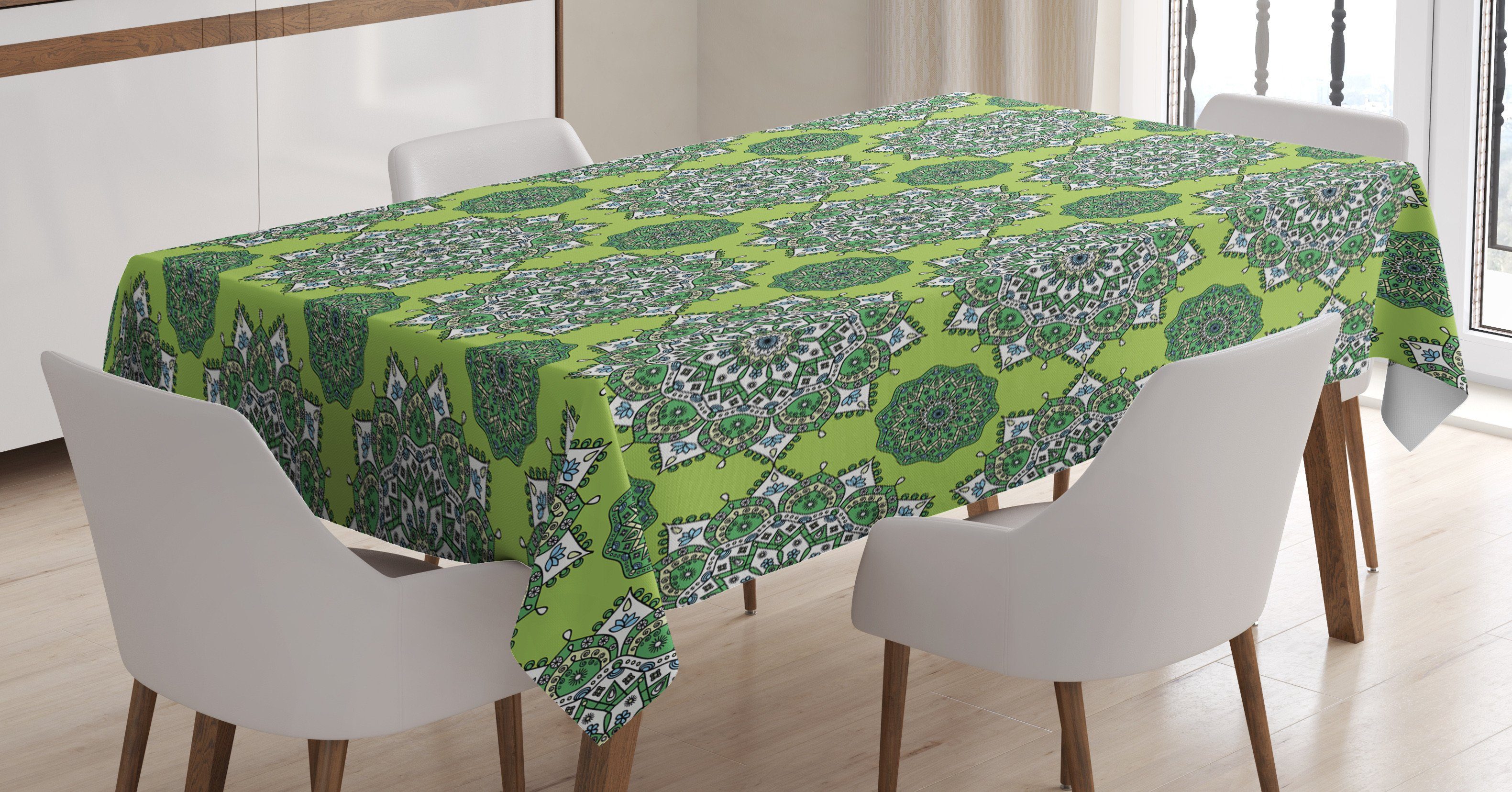 Abakuhaus Tischdecke Farbfest Waschbar Für den Außen Bereich geeignet Klare Farben, Lime Green marokkanische Mandala