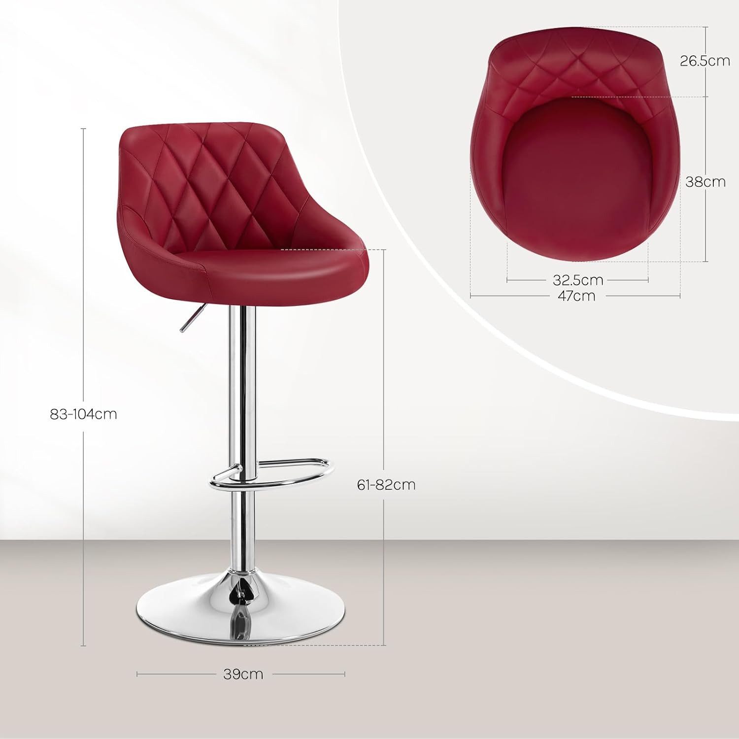 Woltu Barhocker (2 St), gut gepolstert, Kunstleder, Höhenverstellbar, Drehbar